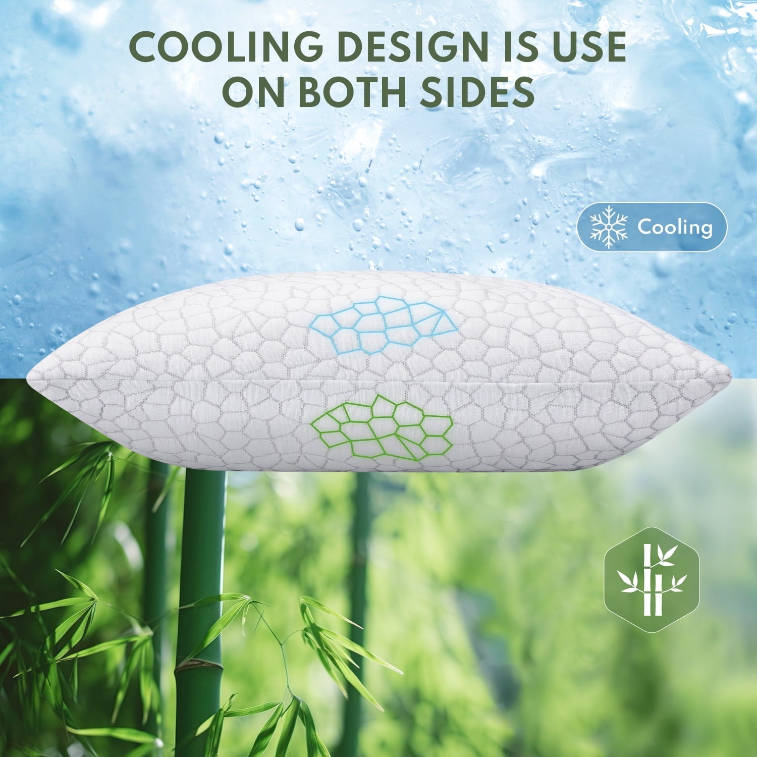 Decorative Plump Cooling Memory Foam Queen Pillows for bed 2 Pack,Adjustable Support & Heat Dissipation Tech for Side,Back,Stomach & H... - Decorative Throw Pillow Cushion for Sofa & Bed Detail