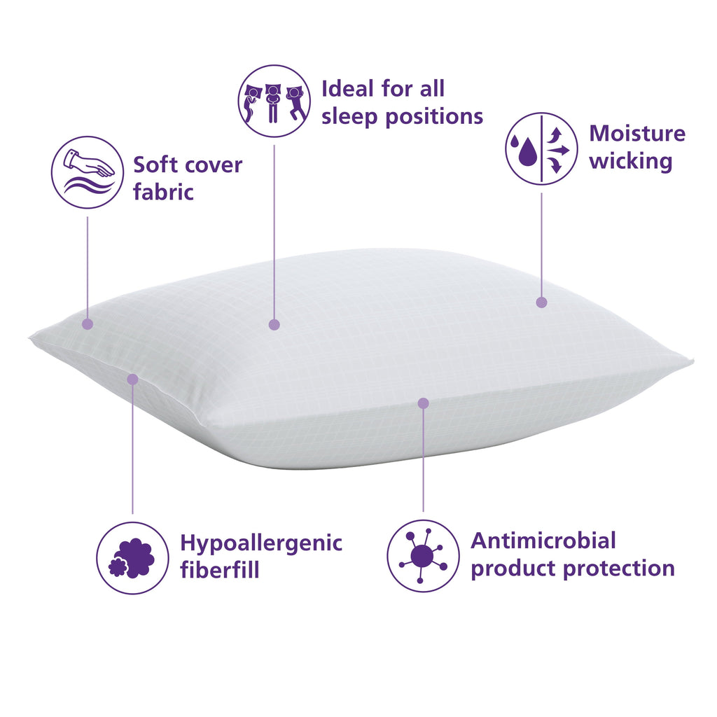 Fluffy Shredded Comfort Complete Bed Pillow, Standard/Queen, White- All Positions Antimicrobial - Hotel Quality Plush Sleeping Pillows Detail