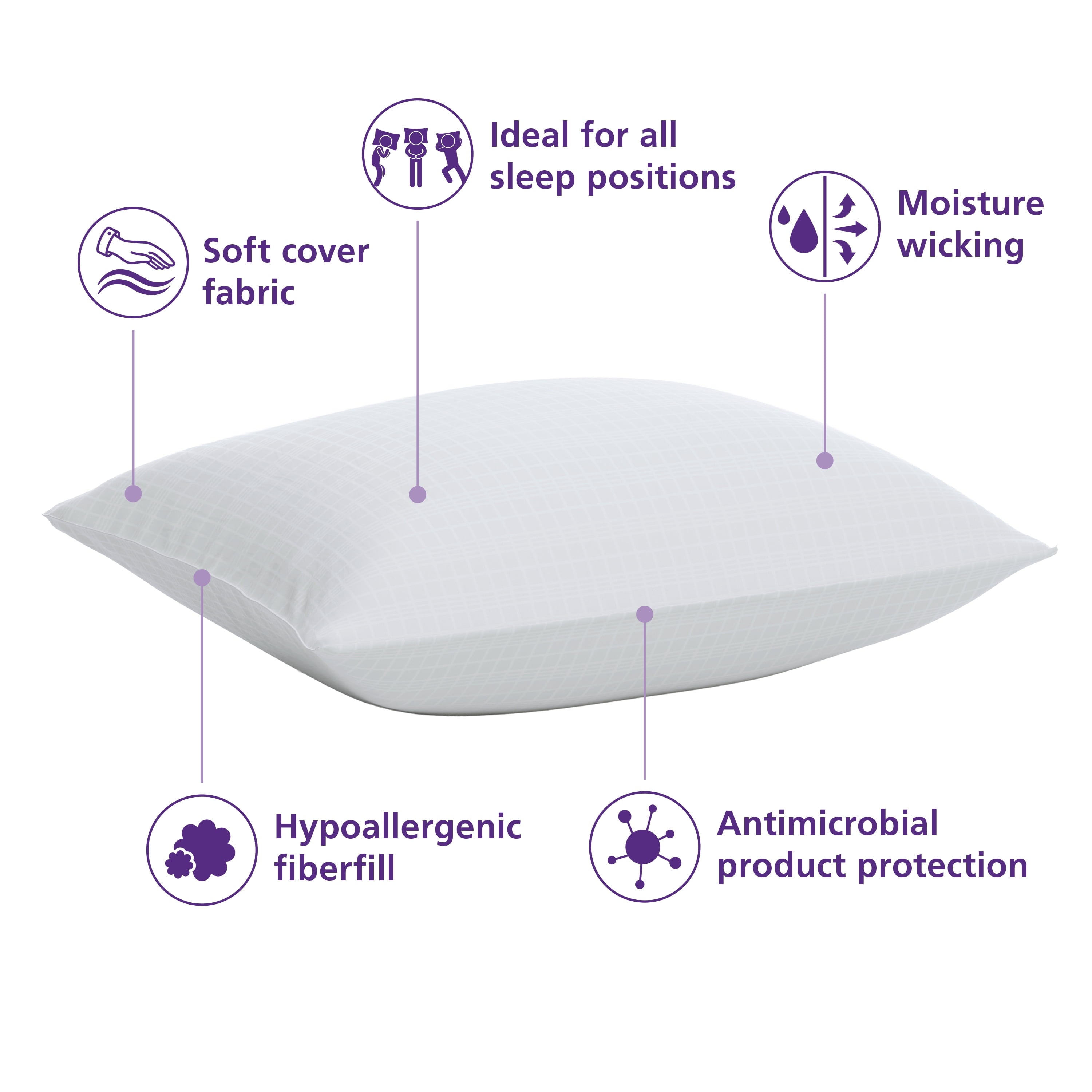 Fluffy Shredded (18 pack) Bed Pillow, Standard/Queen - Orthopedic Shredded Foam Bed Pillow Set Detail