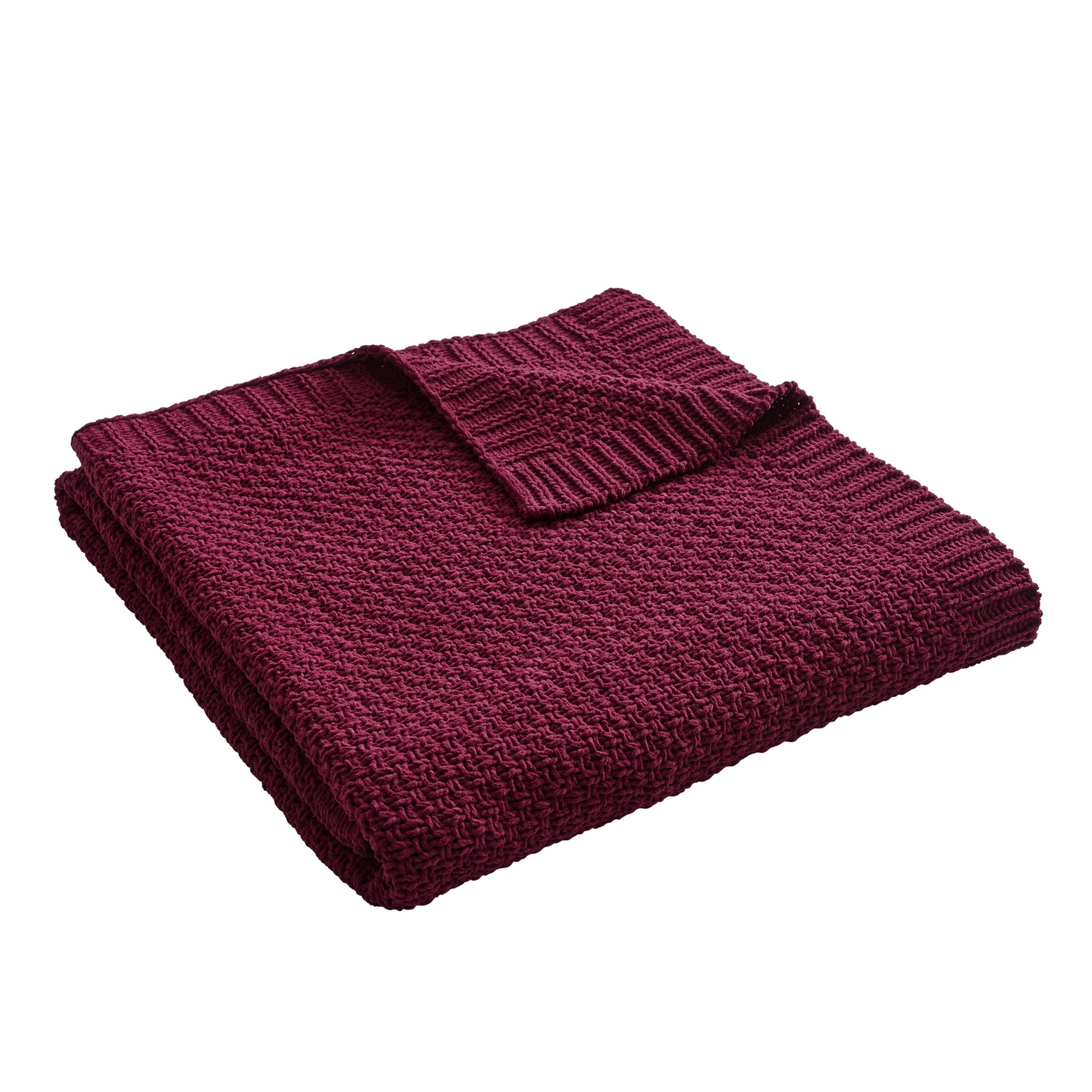 Decorative Knitted Chenille Knit Super Soft Oversized Throw Blanket, Merlot Wine - Lightweight Plush Warm Blanket for All Seasons Detail
