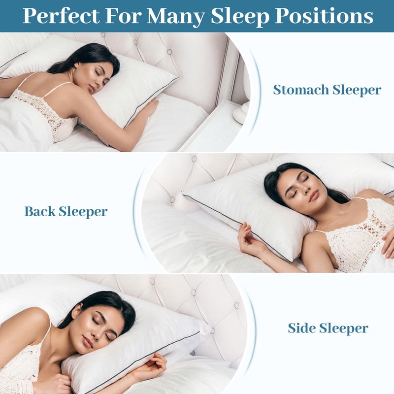 Hotel Collection Pillows Queen Size Set of 2, Bed Pillows for Side, Back and Stomach Sleepers, Super Soft Down Alternative Filling, Lu... - Hotel Quality Plush Sleeping Pillows Detail