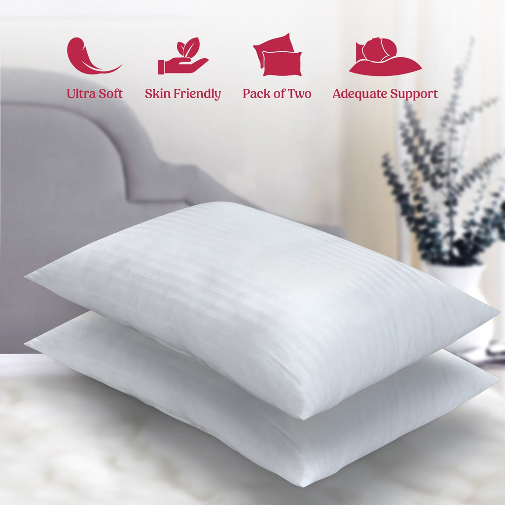 Decorative Plump King Bed Pillows Set of 2- Comfortable Breathable Bed Pillows for Sleeping (White, 20x36) - Orthopedic Shredded Foam Bed Pillow Set Detail