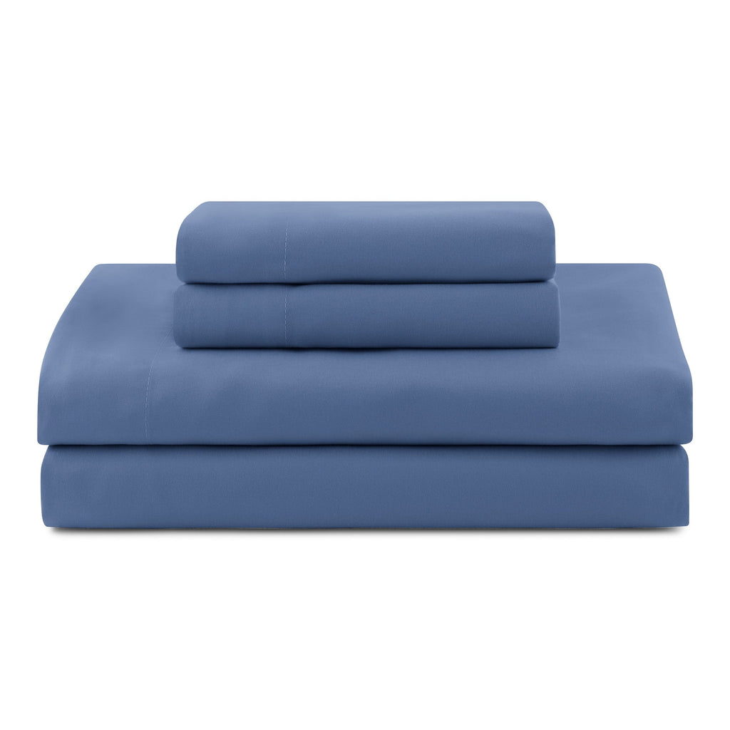 All-Season All in One Reversible Comforter and Sheet Set- 7 Piece, Queen, Blue Pinstripe - Cloud-Like Soft Lightweight Bed Comforter Detail