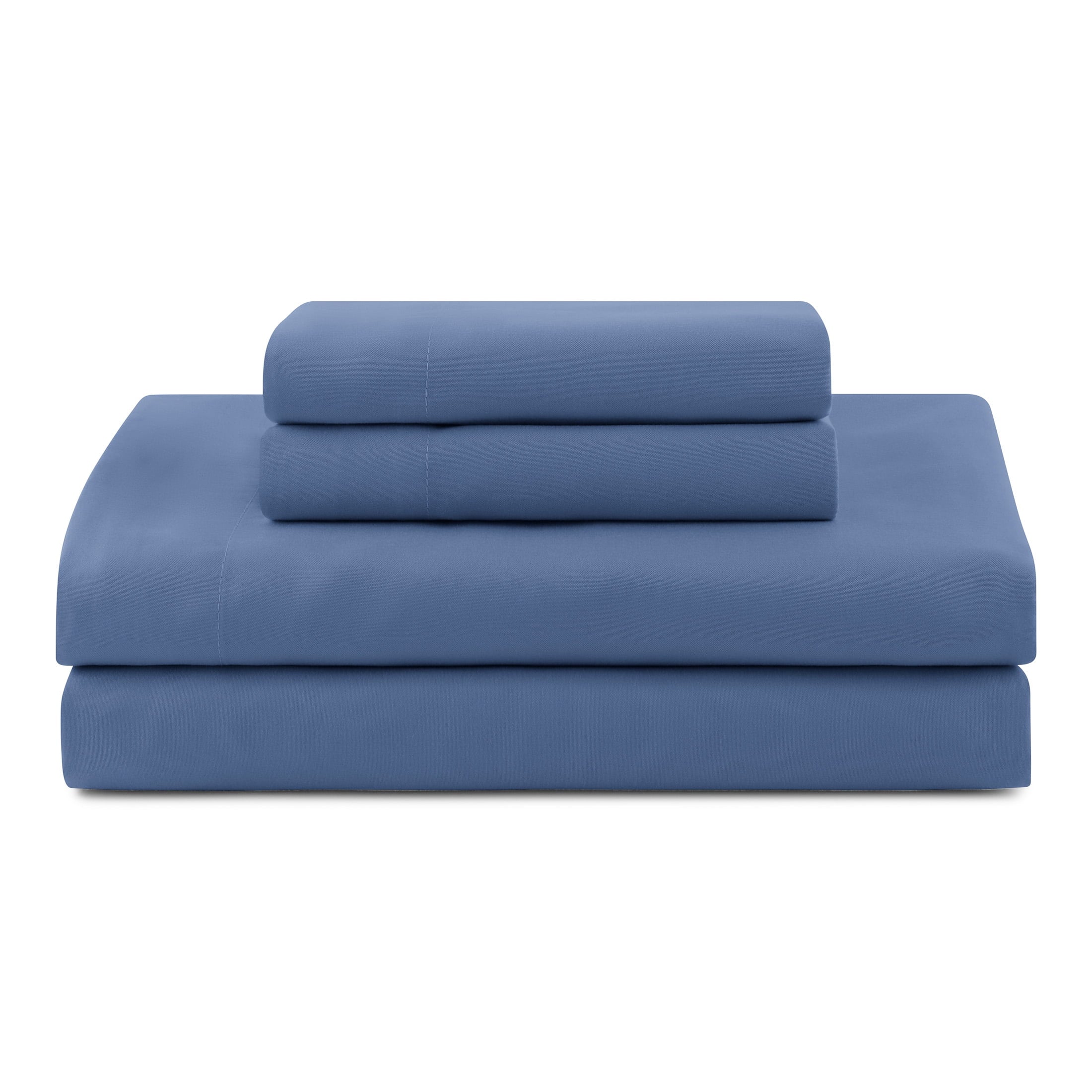 All-Season All in One Reversible Comforter and Sheet Set- 7 Piece, Queen, Blue Pinstripe - Cloud-Like Soft Lightweight Bed Comforter Detail