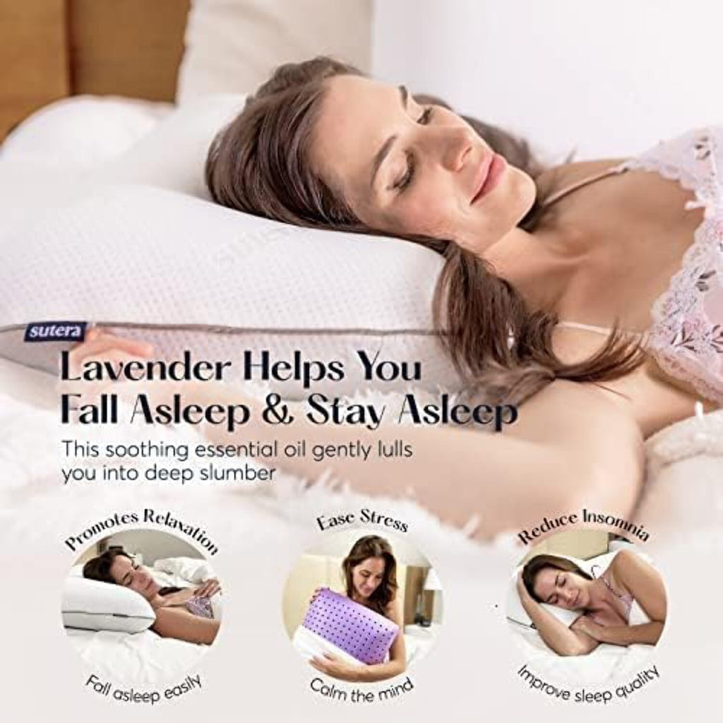 Ergonomic Memory Foam Plush Zen Bed Pillow, Lavender Scented Cooling Adaptive Memory Foam Queen - Hotel Quality Plush Sleeping Pillows Detail