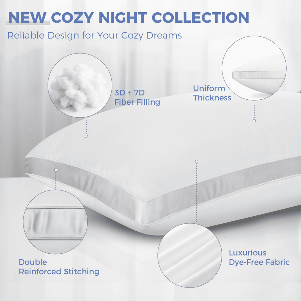 Fluffy Shredded Bed Pillows King Size Set of 2, Luxury Hotel Quality,Fluffy and Supportive Gusseted Bed Pillows for Side, Back, or St... - Ergonomic Memory Foam Pillow for Neck Pain Support Detail