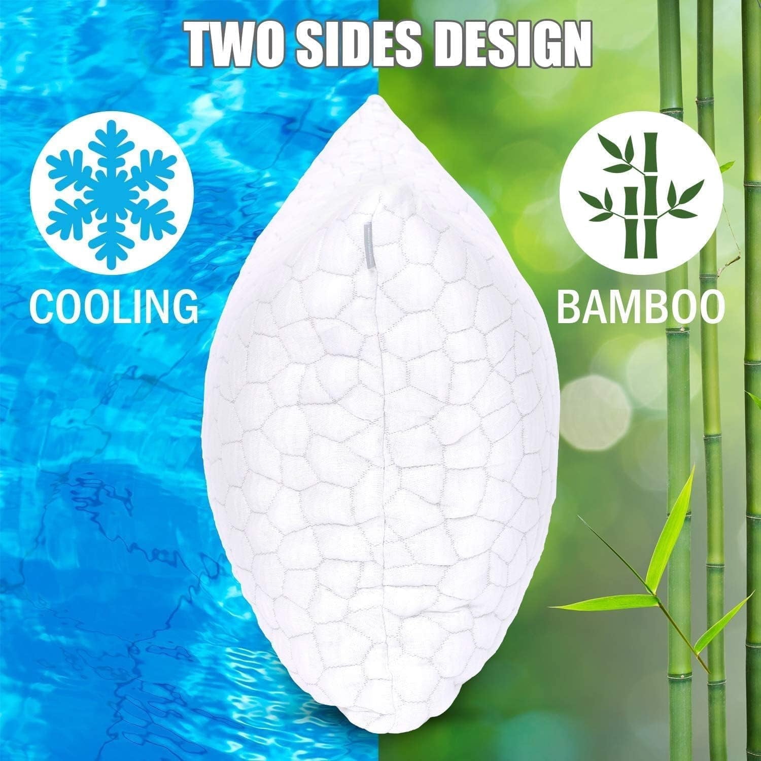 Fluffy Shredded Shredded Memory Foam Pillows for Sleeping, Bed Pillows Queen Size Set of 2 Pack Adjustable for Side and Back Sleeper ... - Orthopedic Shredded Foam Bed Pillow Set Detail