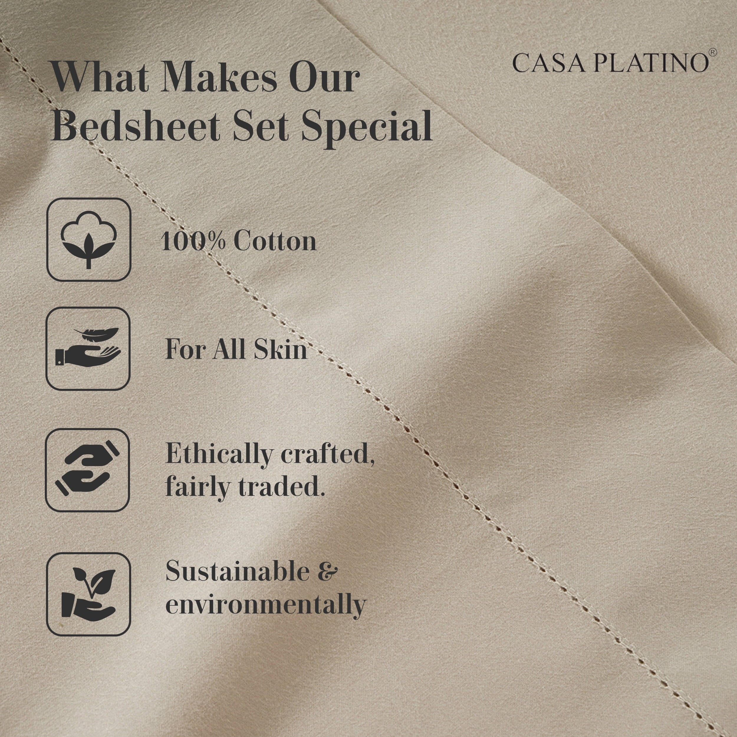 Ultra-Soft 100% Cotton Sheets Set – 4 Piece Cal King Bed Sheet, Soft & Comfy All Season Breathable Percale Weave, 15” Snug Fit D... - Luxury Bed Sheet Set with Deep Pockets Detail
