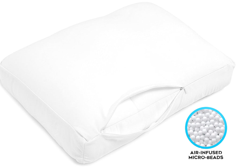 Hotel Collection Microbead Cloud Pillow Bed, X-Large, White - Orthopedic Shredded Foam Bed Pillow Set Detail