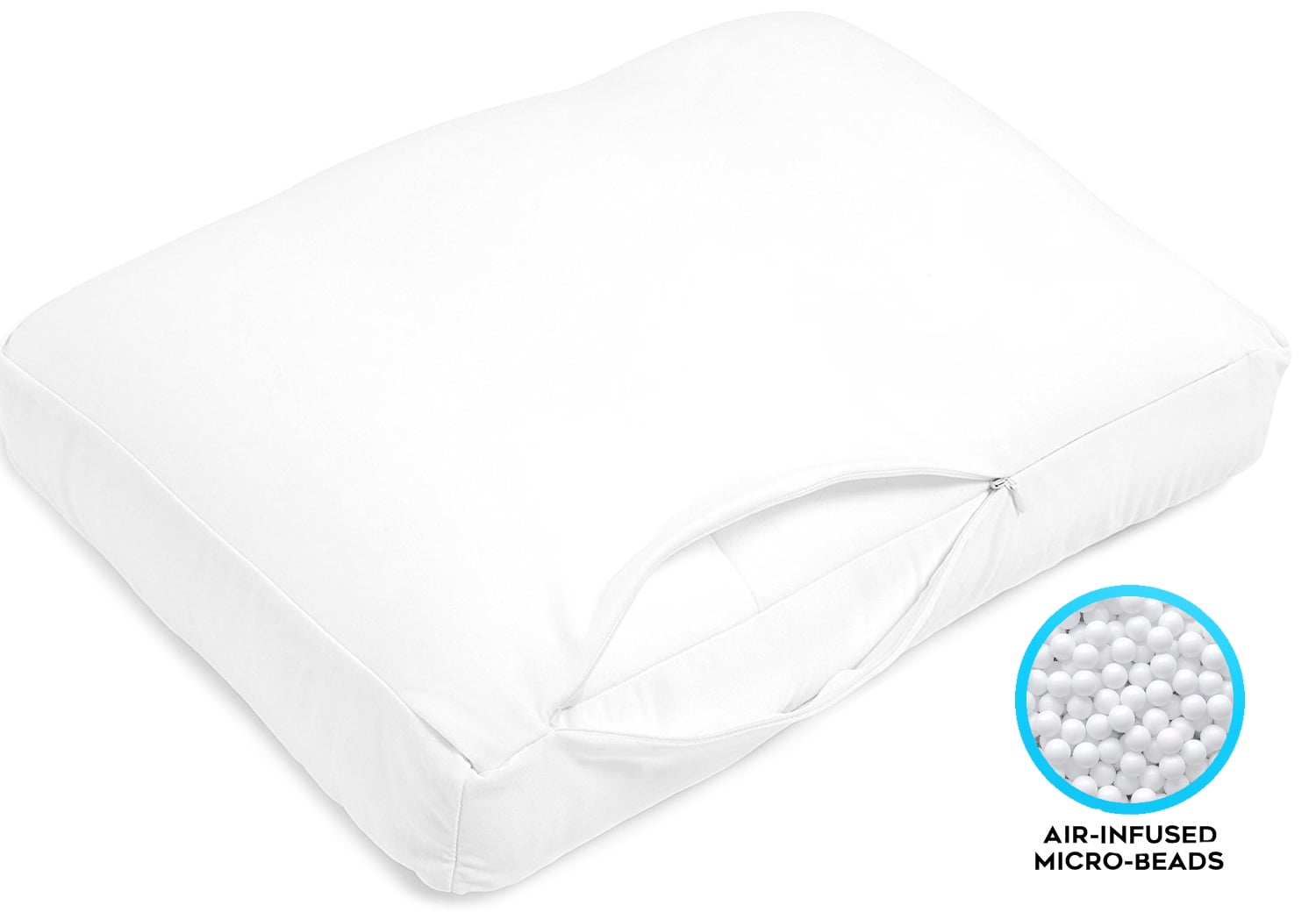 Hotel Collection Microbead Cloud Pillow Bed, X-Large, White - Orthopedic Shredded Foam Bed Pillow Set Detail