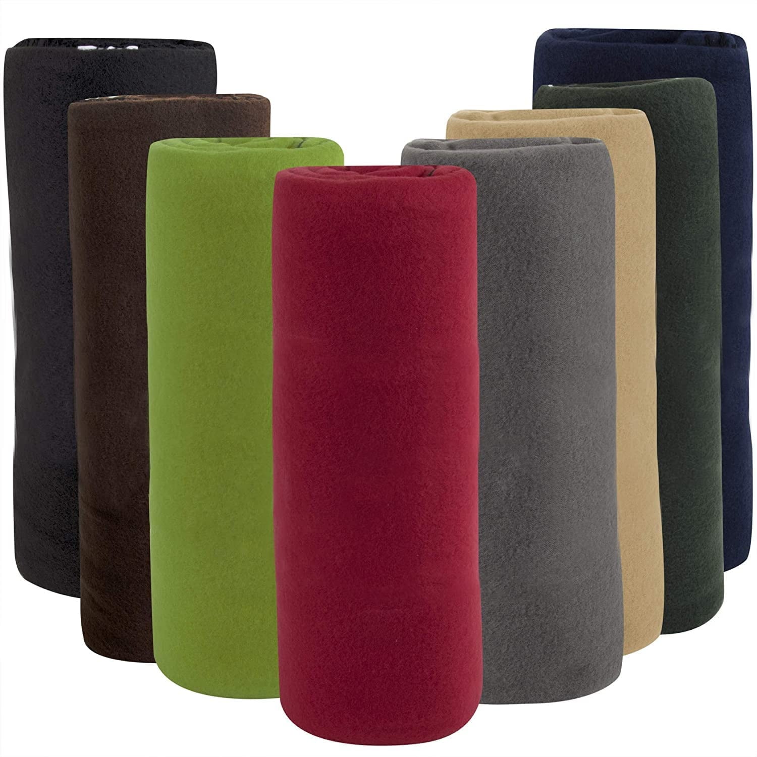 Lightweight Warm 24 pack Trail maker 60”L x 50”W Solid Color Hypoallergenic Fleece Throw Blankets in Assorted Colors - Super Soft Reversible Sherpa Flannel Blanket Detail