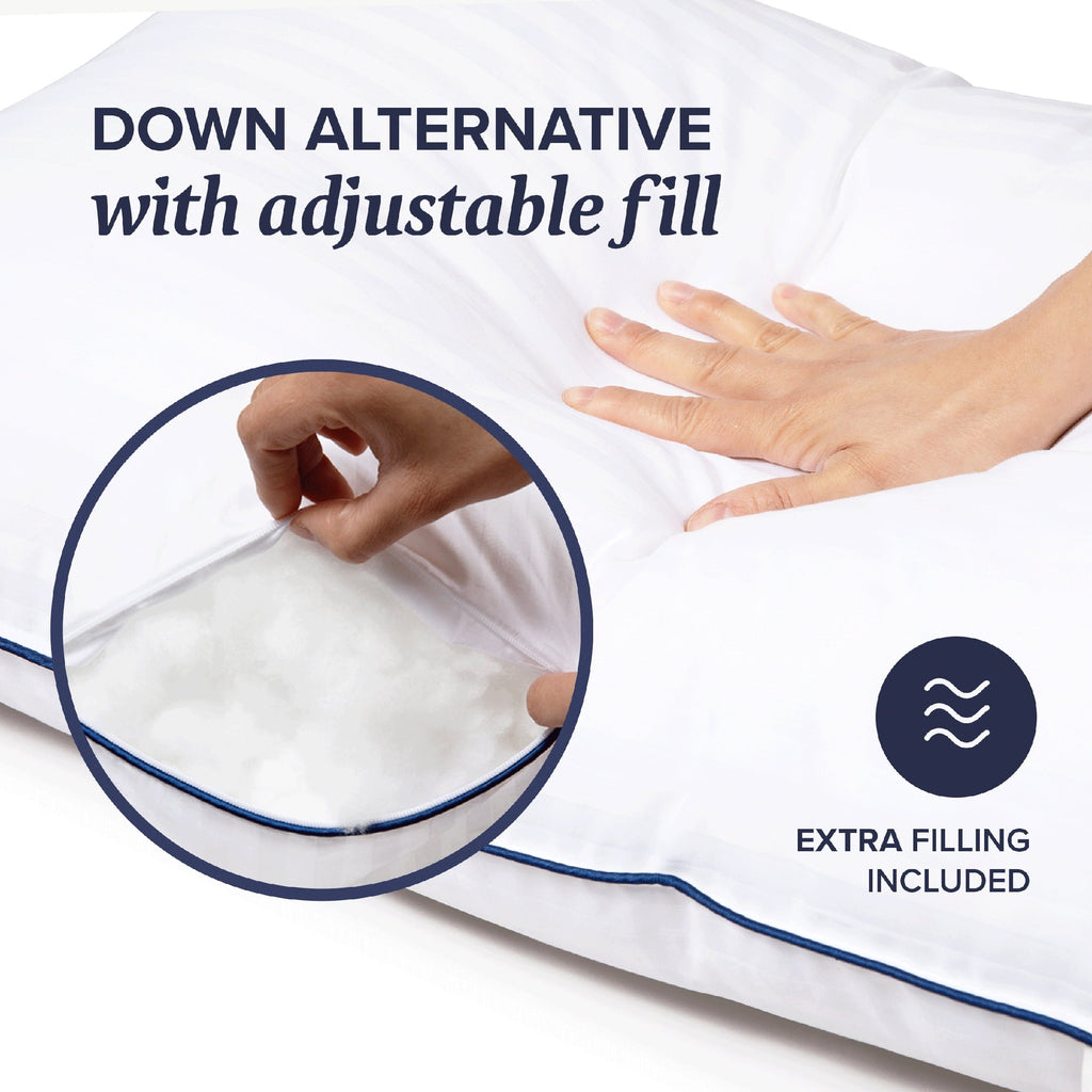 Fluffy Shredded Customizable Down Alternative Queen Pillow 1 Pack, Adult - Ergonomic Memory Foam Pillow for Neck Pain Support Detail