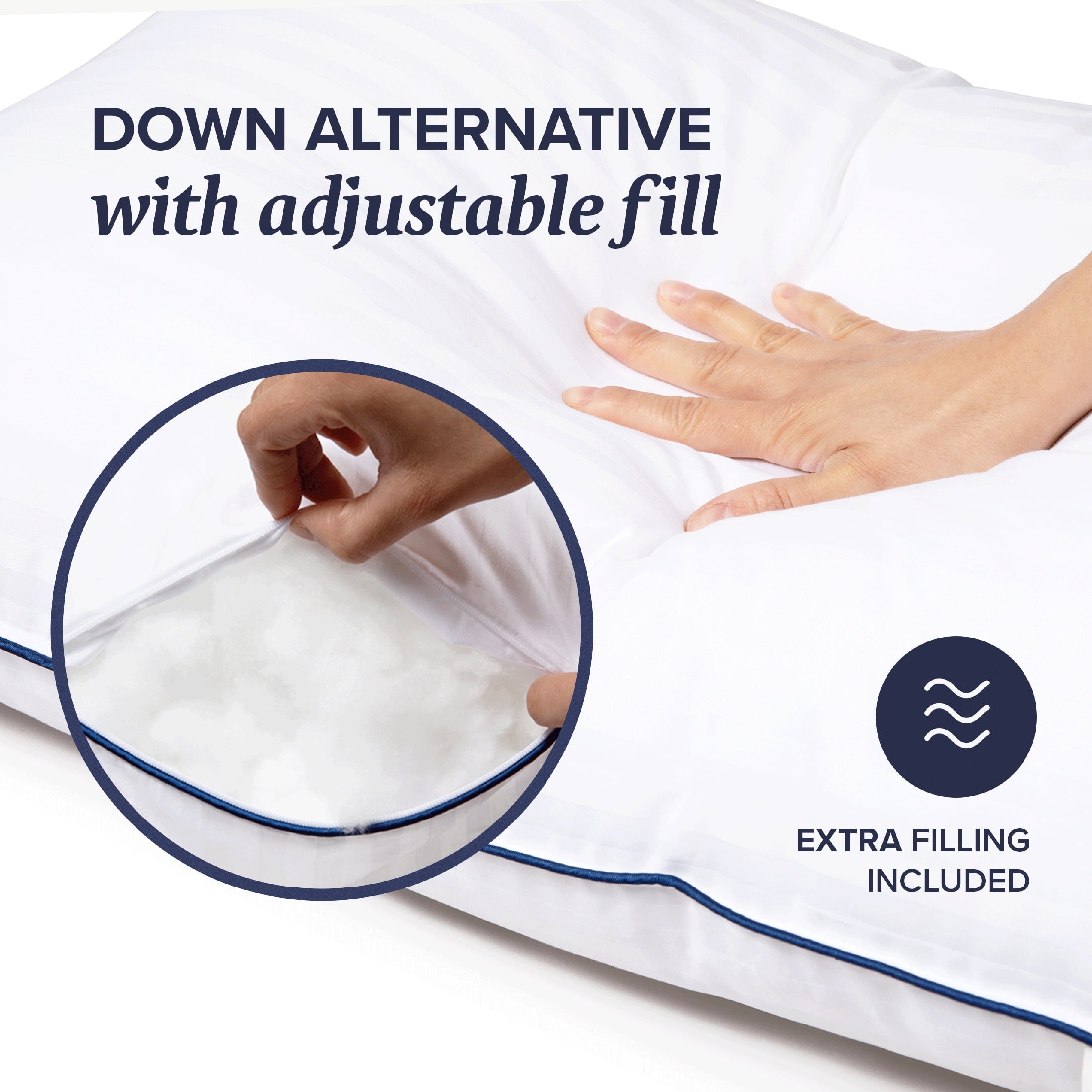 Fluffy Shredded Customizable Down Alternative Queen Pillow 1 Pack, Adult - Ergonomic Memory Foam Pillow for Neck Pain Support Detail
