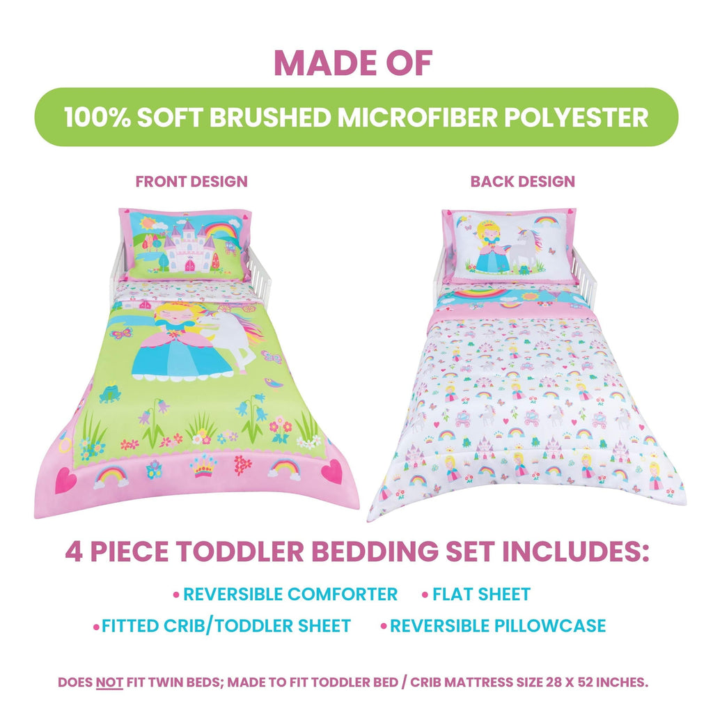 Heavyweight Warmth Princess Toddler Bedding Set for Girls - 4-Piece Toddler Bed Comforter Sets for Girls, Reversible Comforter & Pillowc... - All-Season Down Alternative Comforter Insert Detail