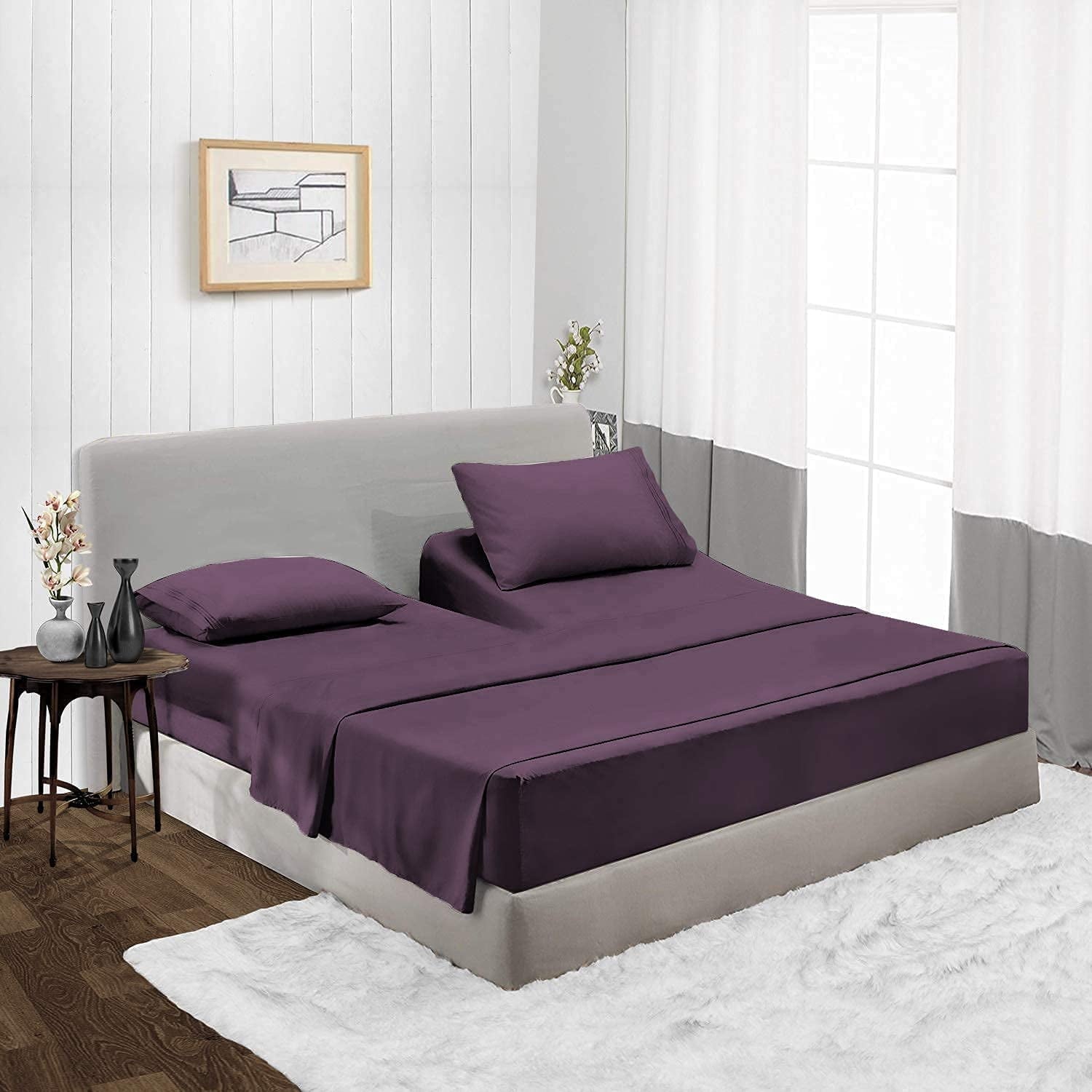 Premium Egyptian Cotton Top Split-King: Adjustable King Bed Sheets - Bed Sheet Set - 100% Egyptian Cotton - 800 Thread Count - 15 Inch Deep P... - Cooling Hotel Quality Bedding Sheets and Pillowcases Detail