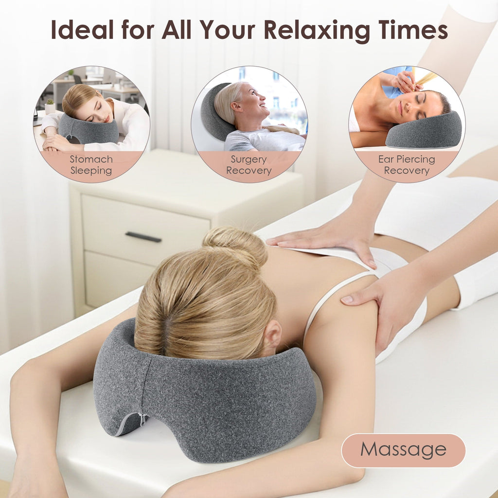 Orthopedic Support Face Down Pillow Massage Headrest for Bed, Memory Foam Pillow Face Cradle Support for Stomach Sleepers, Eye Post-Surg... - Orthopedic Shredded Foam Bed Pillow Set Detail