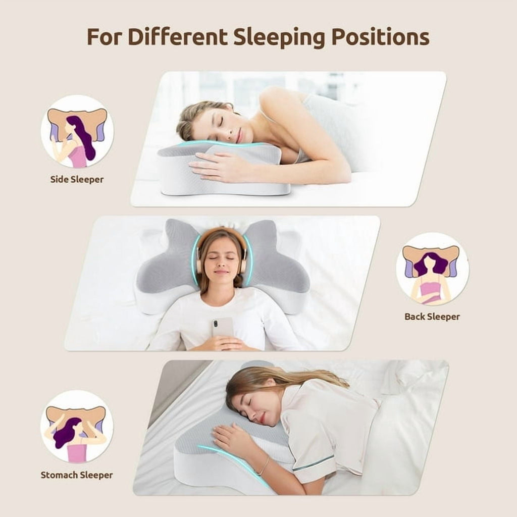 Ergonomic Memory Foam Cervical Pillow for Sleeping Memory Foam Neck Pain Relief Contour Orthopedic Ergonomic Pillows for Women Side Sleeper... - Hotel Quality Plush Sleeping Pillows Detail