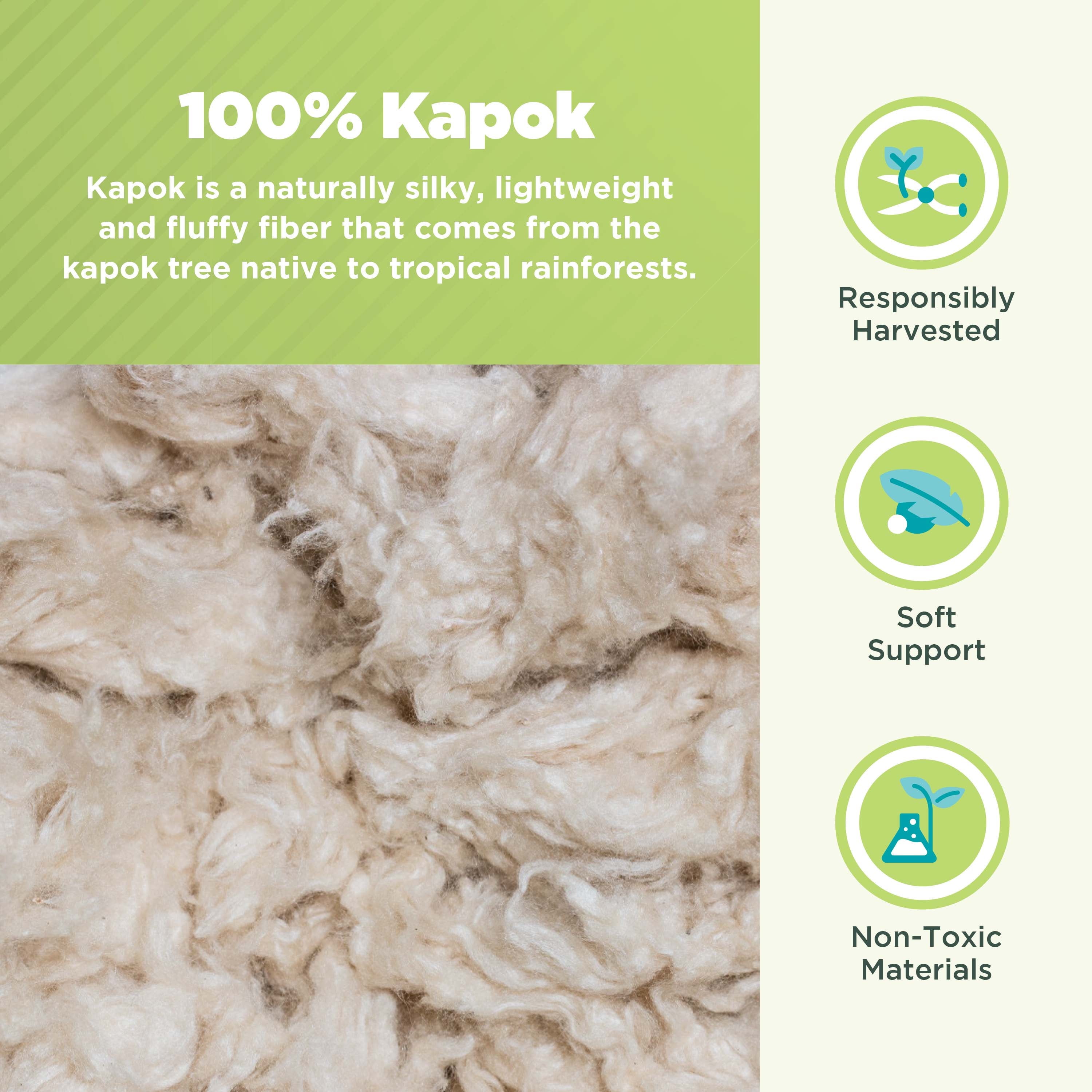Decorative Plump Kapok 20x26" Standard Bed Pillow – Organic Cotton Fabric Soft Sleeping Pillow - Made in USA - Hotel Quality Plush Sleeping Pillows Detail