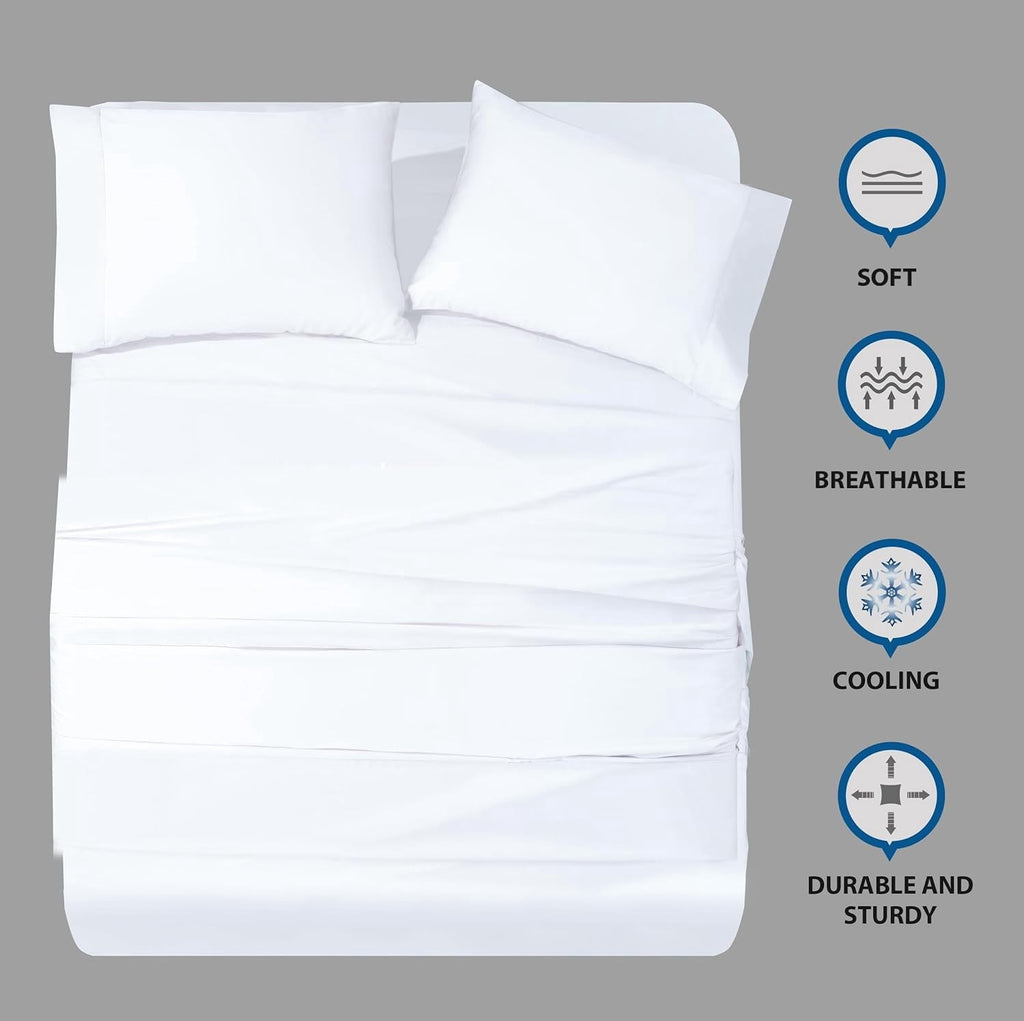 Breathable Luxury Bed Sheets Set 4 Pieces, 600 TC 100% Egyptian Cotton Bed Sheets, Breathable, Soft & Silky Sateen Weave Fits Mattress ... - Luxury Bed Sheet Set with Deep Pockets Detail