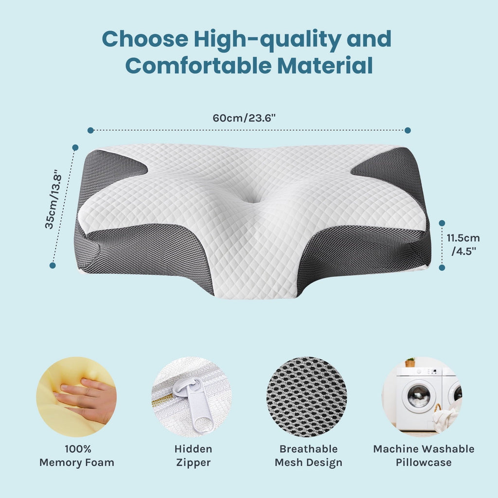 Fluffy Shredded Cervical Pillow for Pain Relief, Ergonomic Side Sleeper Pillow for Orthopedic Contour Support for Bed Sleeping, Memor... - Orthopedic Shredded Foam Bed Pillow Set Detail