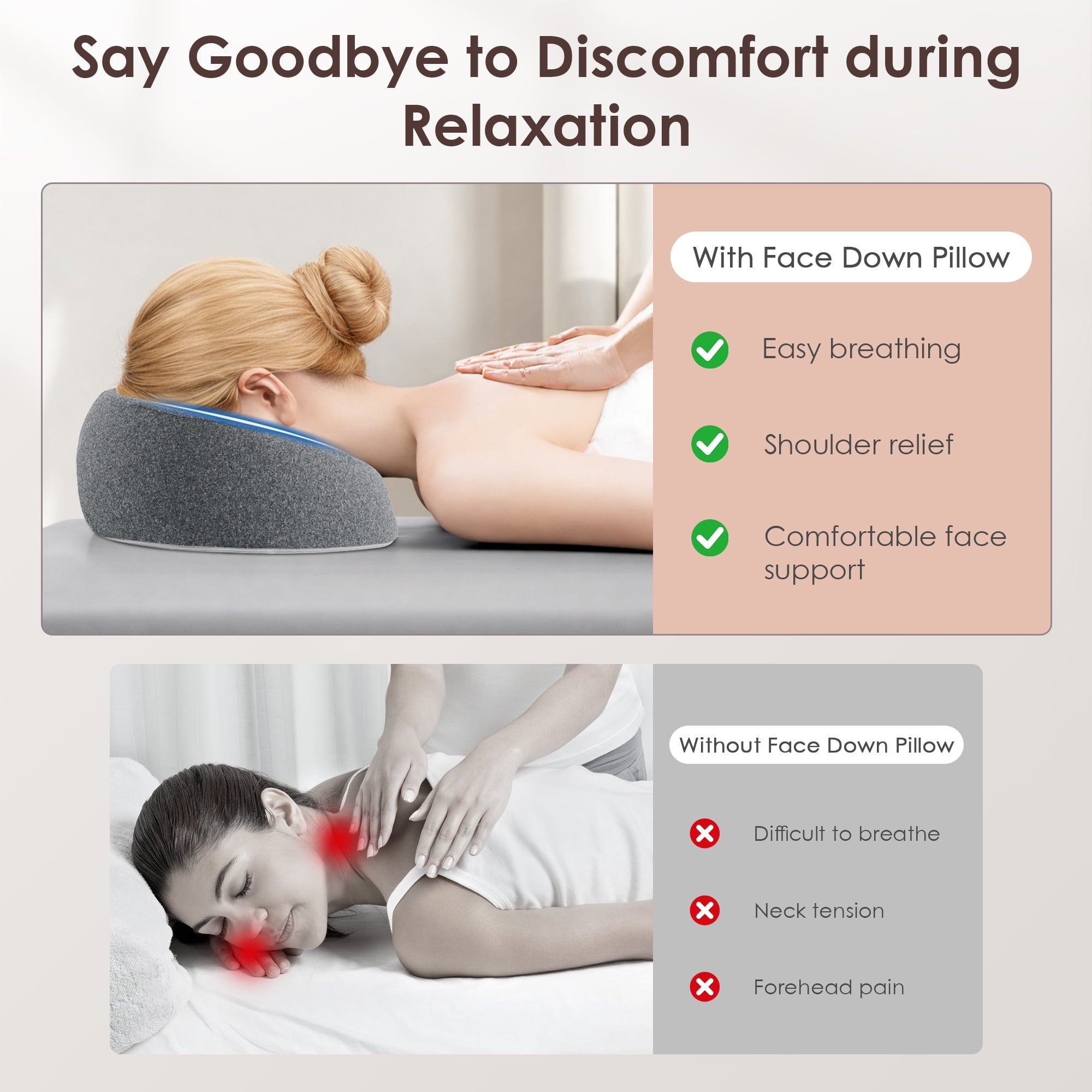 Orthopedic Support Face Down Pillow Massage Headrest for Bed, Memory Foam Pillow Face Cradle Support for Stomach Sleepers, Eye Post-Surg... - Orthopedic Shredded Foam Bed Pillow Set Detail
