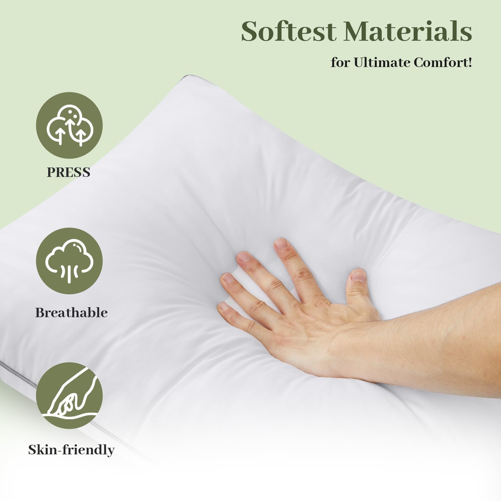 Hotel Collection Pillows Standard Size Set of 2, Hotel Quality, Down Alternative Gusseted Bed Pillows for Side, Back, And Stomach Slee... - Ergonomic Memory Foam Pillow for Neck Pain Support Detail