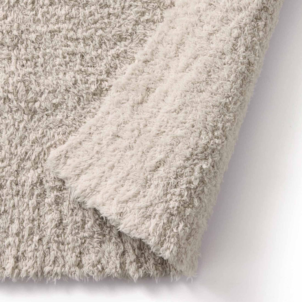 Reversible Sherpa Beige Cozy Knit Throw, 50" x 72" - Cozy Fleece Throw Blanket for Couch & Bed Detail