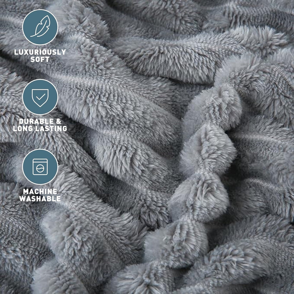 Lightweight Warm for Couch,Sofa,Bed, Super Soft Striped Gray Bed for Office Picnic Travel Bedroom, Warm Cozy Lightweight Home Decor fo... - Lightweight Plush Warm Blanket for All Seasons Detail