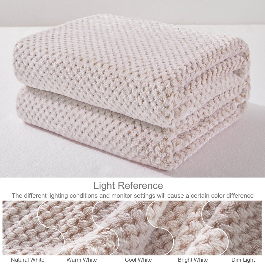 Decorative Knitted Waffle Textured Mixed Camel Fleece Blanket, Super Soft and Warm 50"x70" Throw Blanket for Couch, Cozy, Fuzzy and Ligh... - Lightweight Plush Warm Blanket for All Seasons Detail