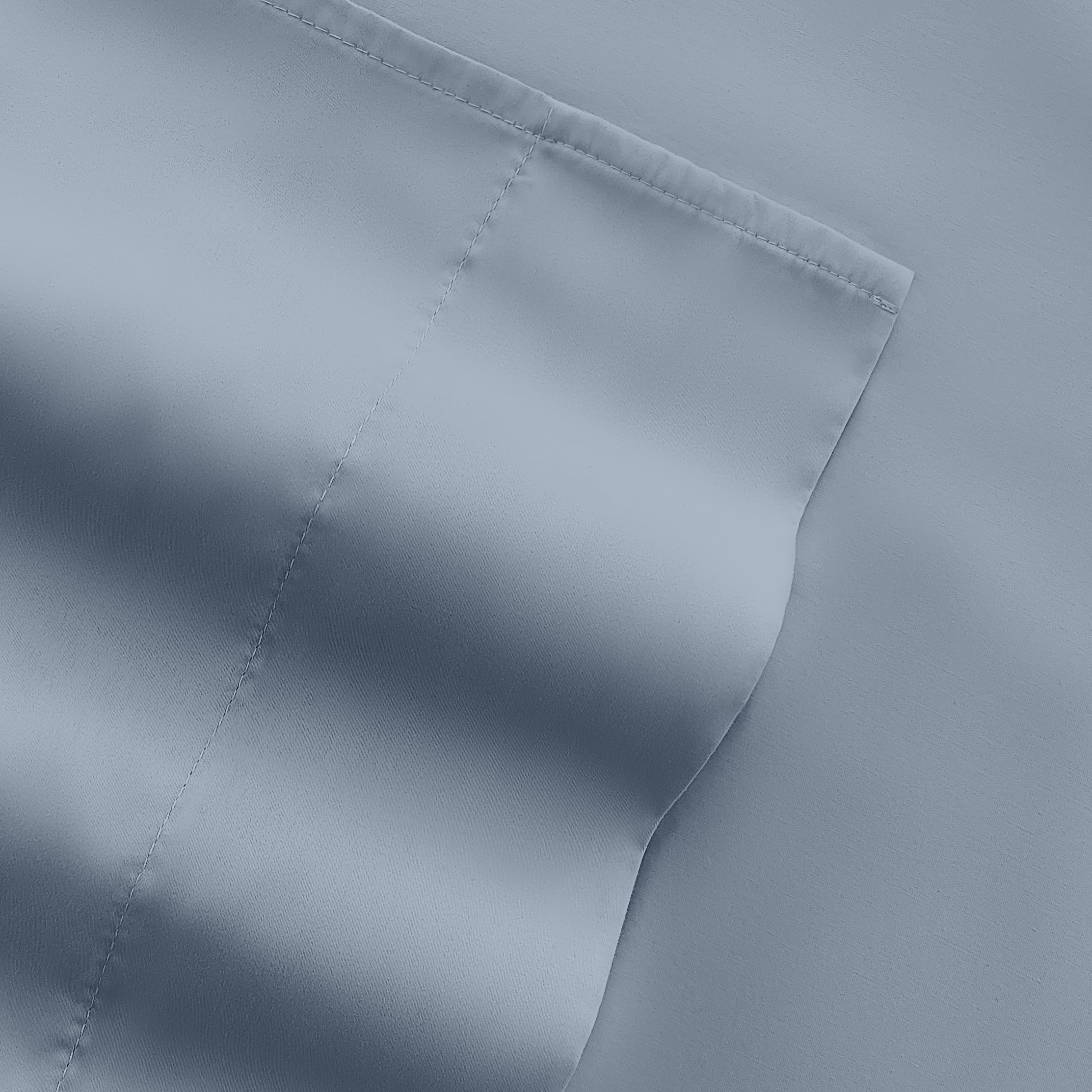 Ultra-Soft Queen, Light Blue Solid Microfiber 6 Piece Bed Sheet Set - Breathable Egyptian Cotton Flat & Fitted Sheets Detail