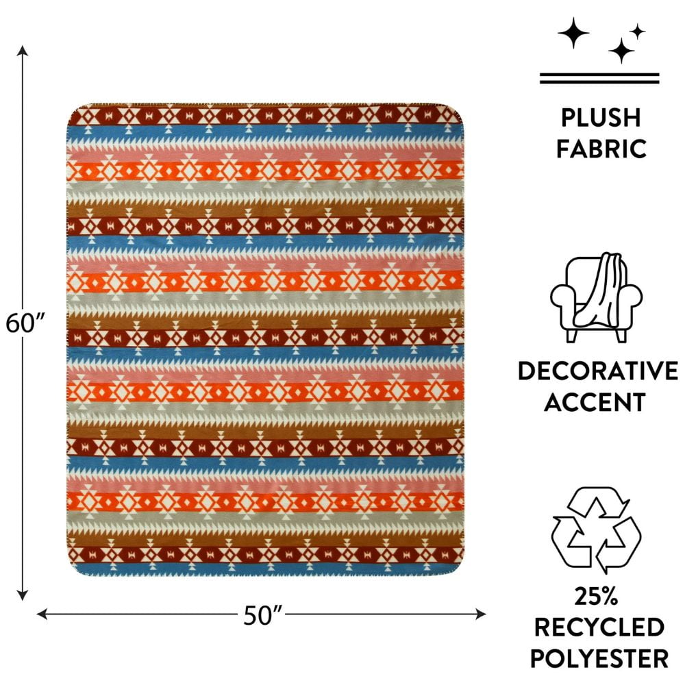 Lightweight Warm Stripe Fleece Throw - Luxury Knitted Decorative Throw Blanket with Fringes Detail