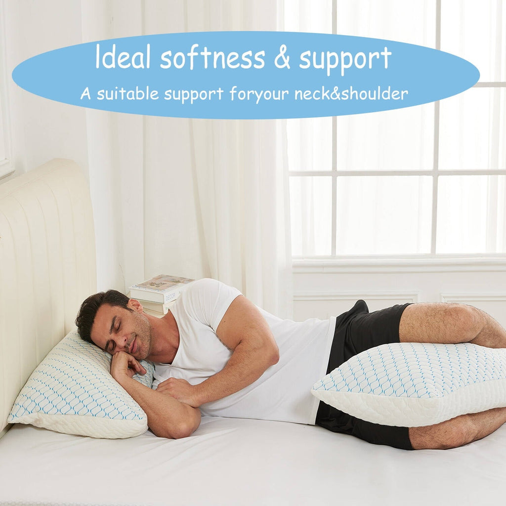 Orthopedic Support Pillows for Sleeping (2-Pack), Luxury Hotel Pillows Queen Size Set of 2,Bed Pillows for Side and Back Sleeper (Queen) - Hotel Quality Plush Sleeping Pillows Detail