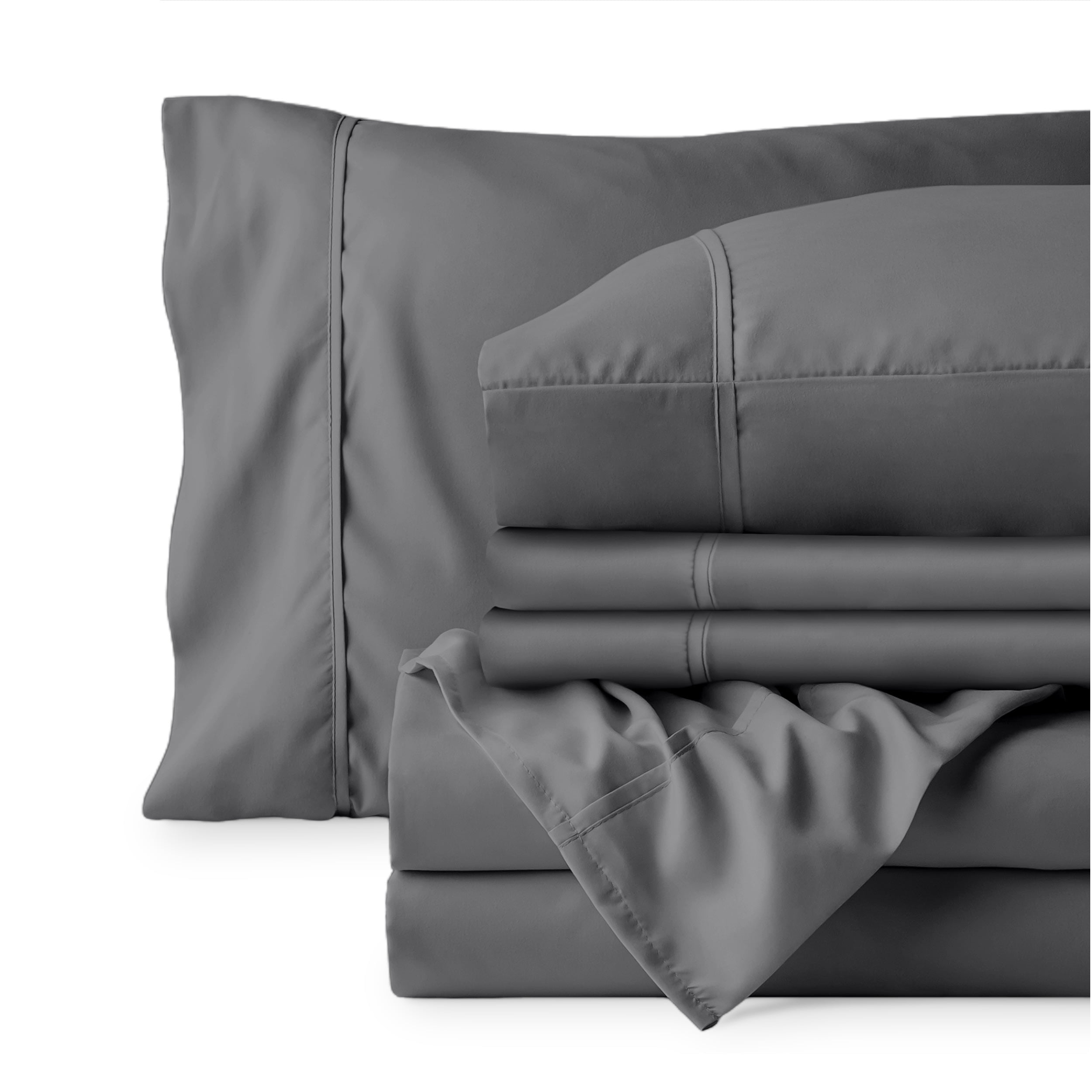 Breathable Luxury Luxury Bed Sheet Set- 6 Piece - Queen, Gray - Cooling Hotel Quality Bedding Sheets and Pillowcases Detail