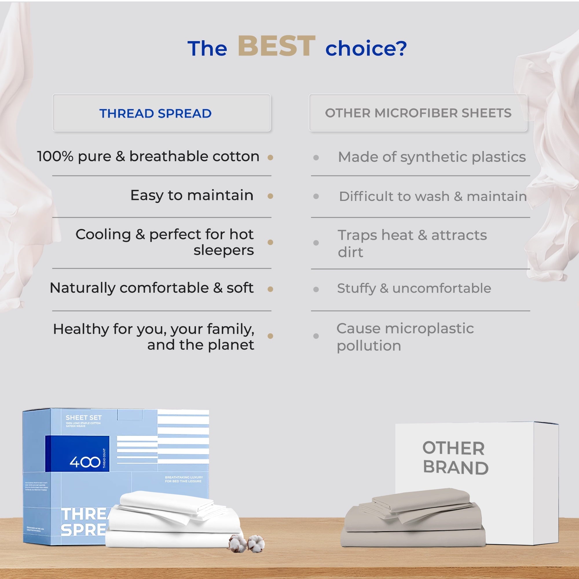 Cooling Sateen King Size Cotton Sheets Set - 400 Thread Count 4 PC 100% Cotton Sheets for King Bed, 16 In Deep Pocket King Size Cott... - Premium Ultra-Soft Pillowcase Pair for Sleeping Detail