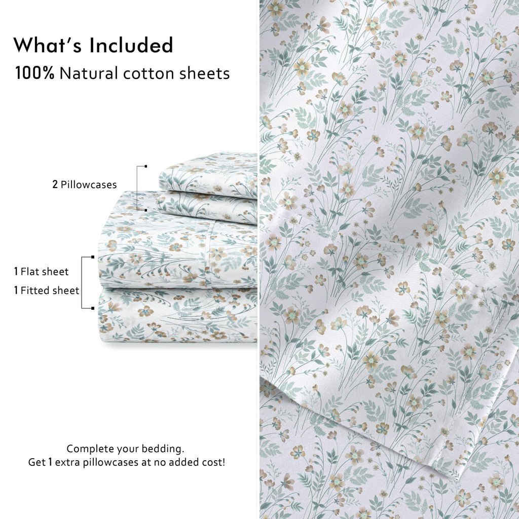Ultra-Soft 6 Pcs Cotton Sheets - 100% Natural Cotton Soft, Lightweight & Breathable Crispy Percale Bed Sheets, King Size Sheets ... - Breathable Egyptian Cotton Flat & Fitted Sheets Detail