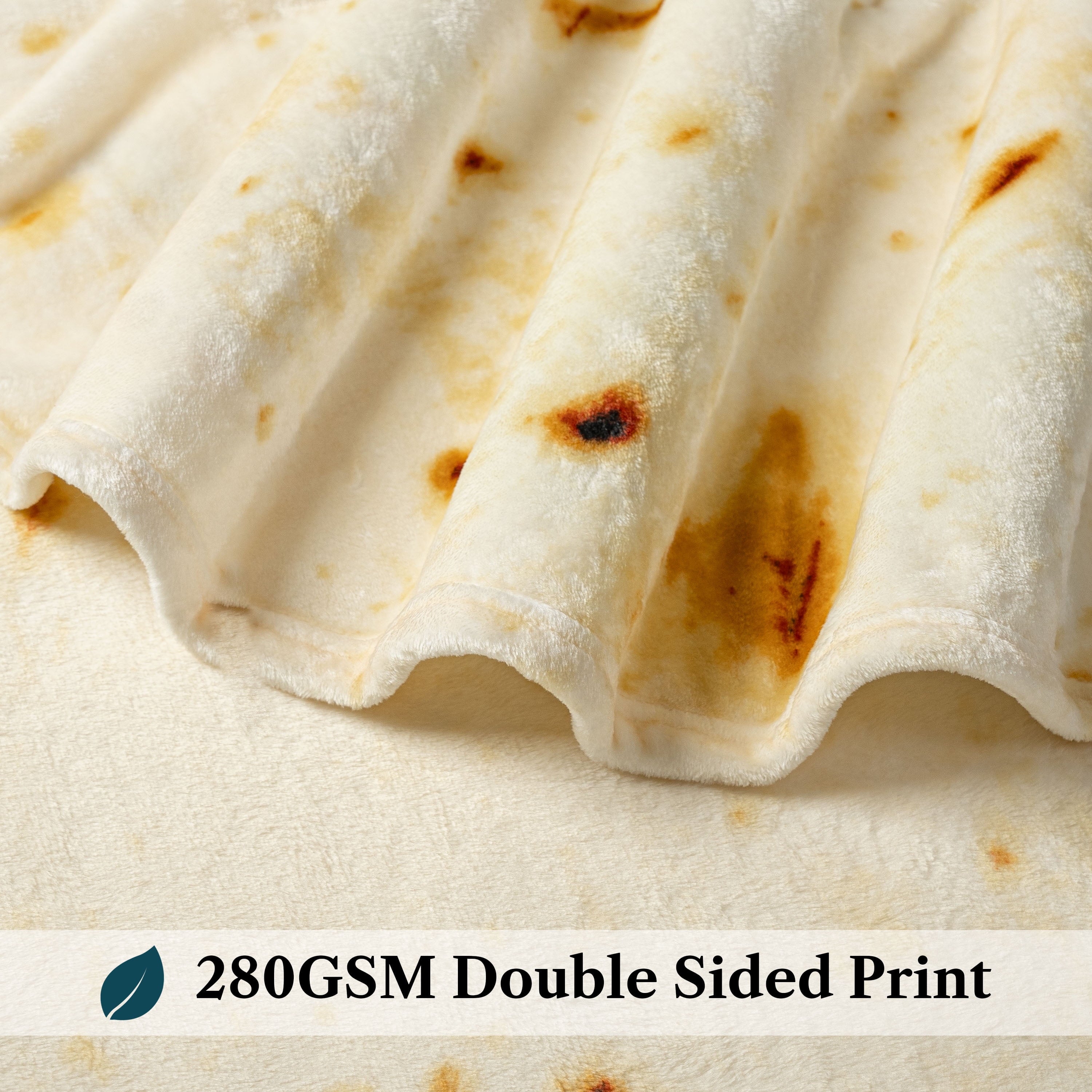 Cozy Fleece Burrito Tortilla Blanket, Double Sided Taco Flour Wrap Novelty Throw for Adult Kid Teen, Realistic Food Blanket, Funn... - Super Soft Reversible Sherpa Flannel Blanket Detail
