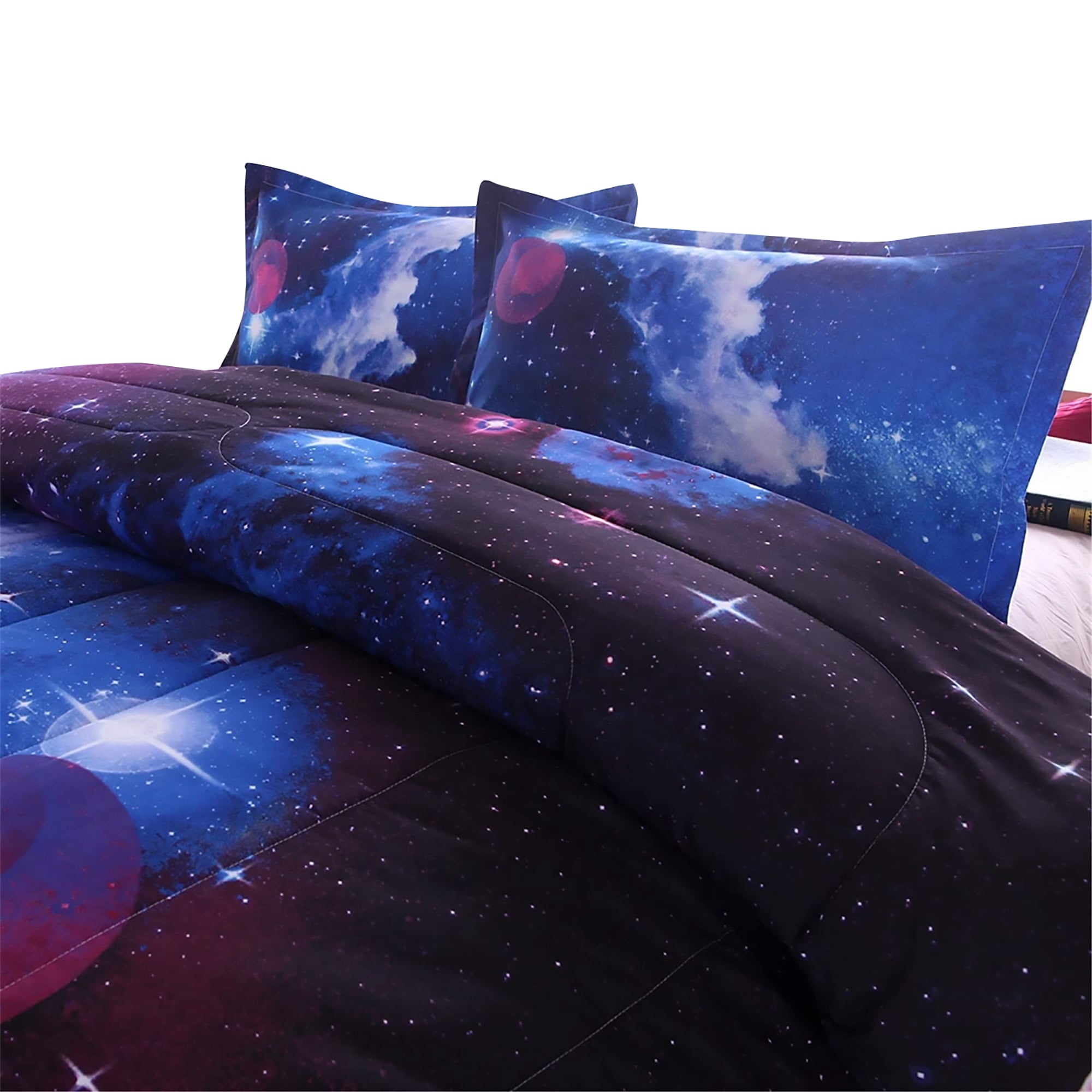 Heavyweight Warmth Galaxy Bedding Sets Outer Space Comforter 3D Printed Space Quilt Set Full Size for Kids Blue - Cloud-Like Soft Lightweight Bed Comforter Detail