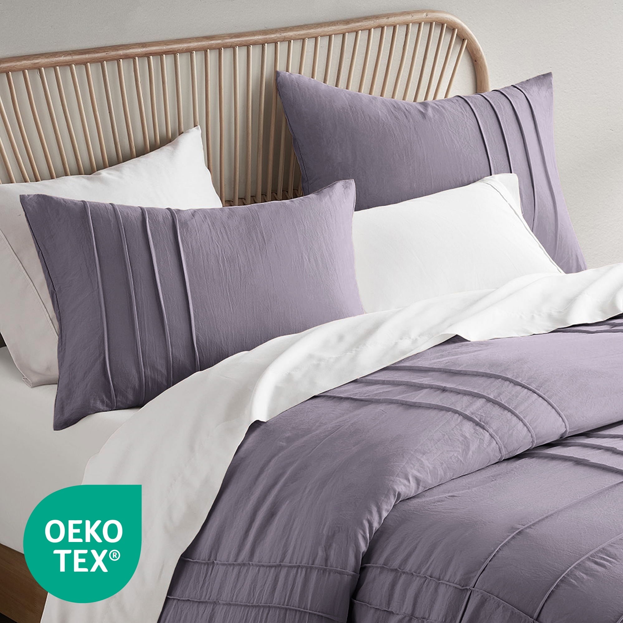 Luxurious Quilted Full/Queen Comforter Set, Boho 3-Piece Pintuck Stitching Bedding Set, Soft Washed Pleated Bed Sets with Pillow Shams,... - Luxurious Quilted Duvet Cover Set Detail