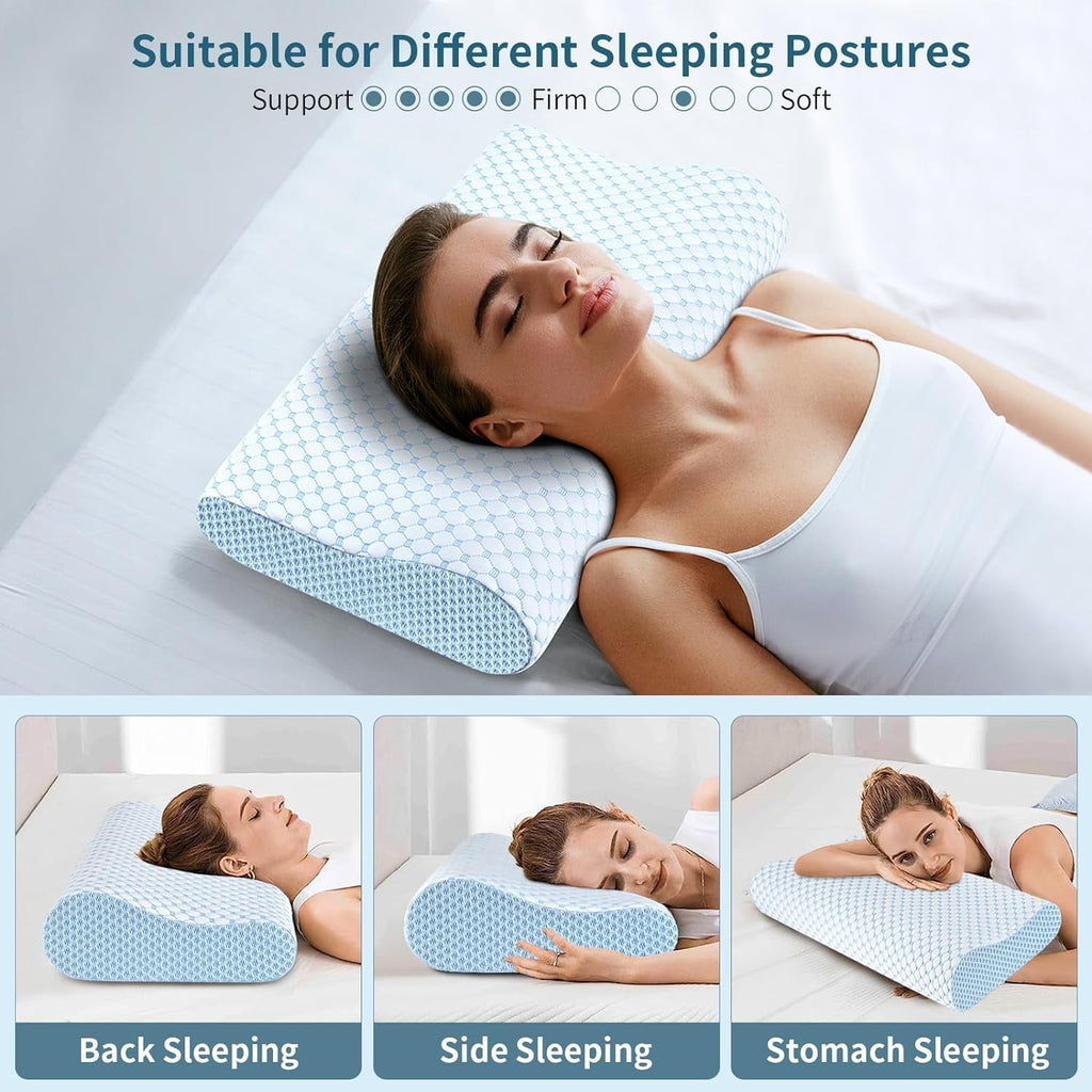 Ergonomic Memory Foam for Neck Pain Relief, Contour Memory Foam s for Sleeping, Odorless Ergonomic Adjustable Orthopedic Cooling Bed Neck S... - Orthopedic Shredded Foam Bed Pillow Set Detail