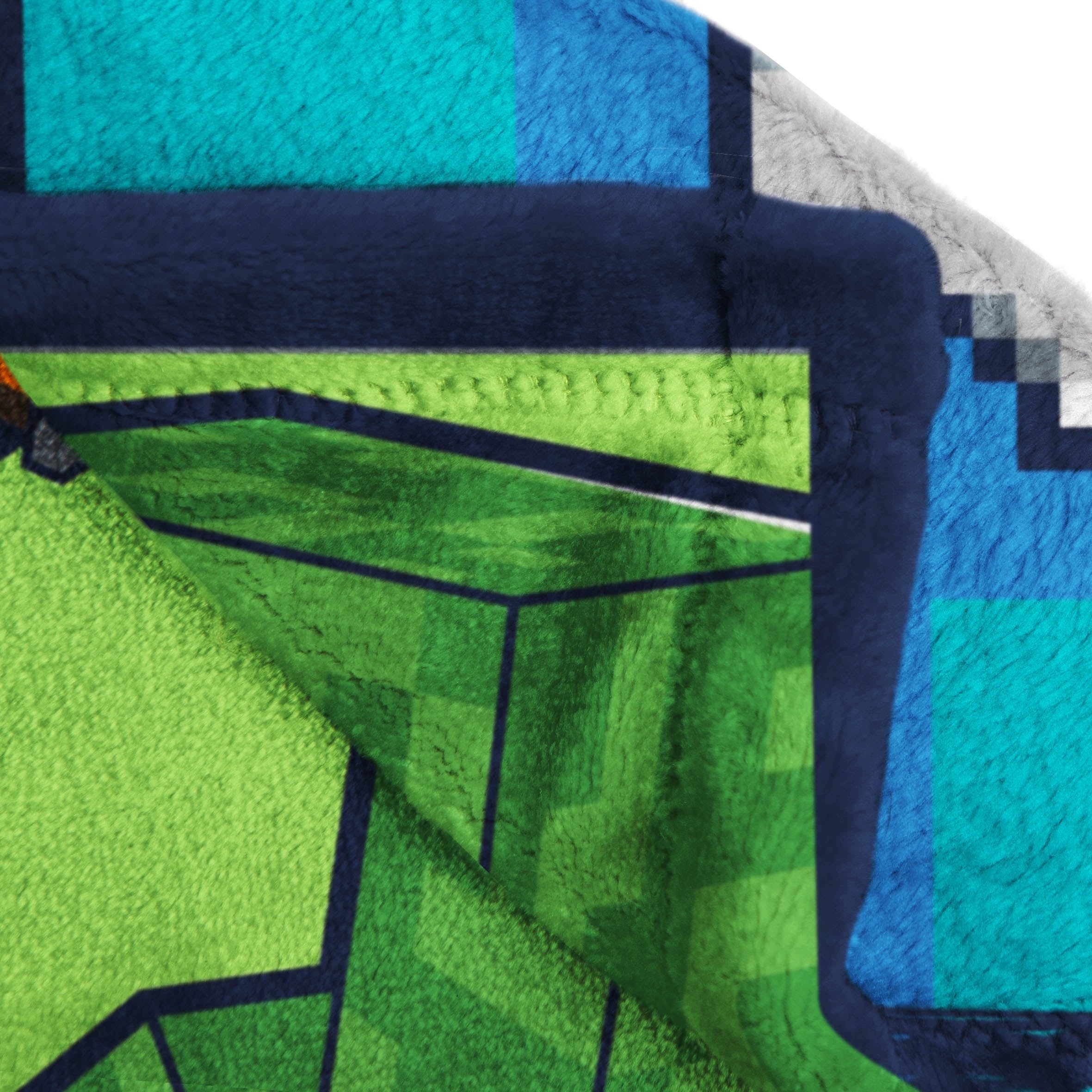 Super Soft Flannel Minecraft Kids Twin/Full Blanket, 62 x 90, Microfiber, Green and Blue - Luxury Knitted Decorative Throw Blanket with Fringes Detail