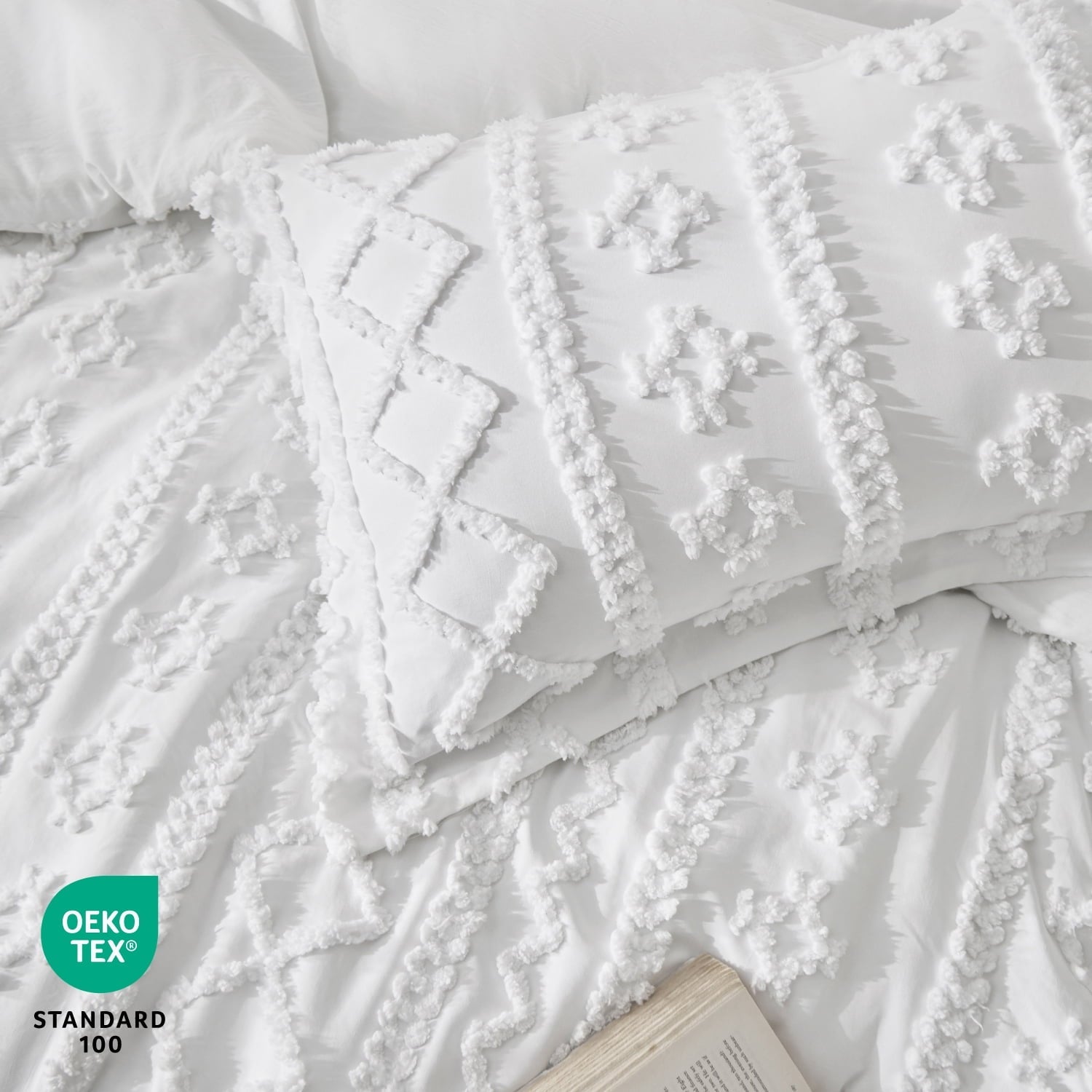 Heavyweight Warmth Tufted Boho Comforter Set, 2 Pieces Farmhouse Shabby Chic Embroidery Bed Set, Soft Jacquard Comforter for All Seasons... - All-Season Down Alternative Comforter Insert Detail