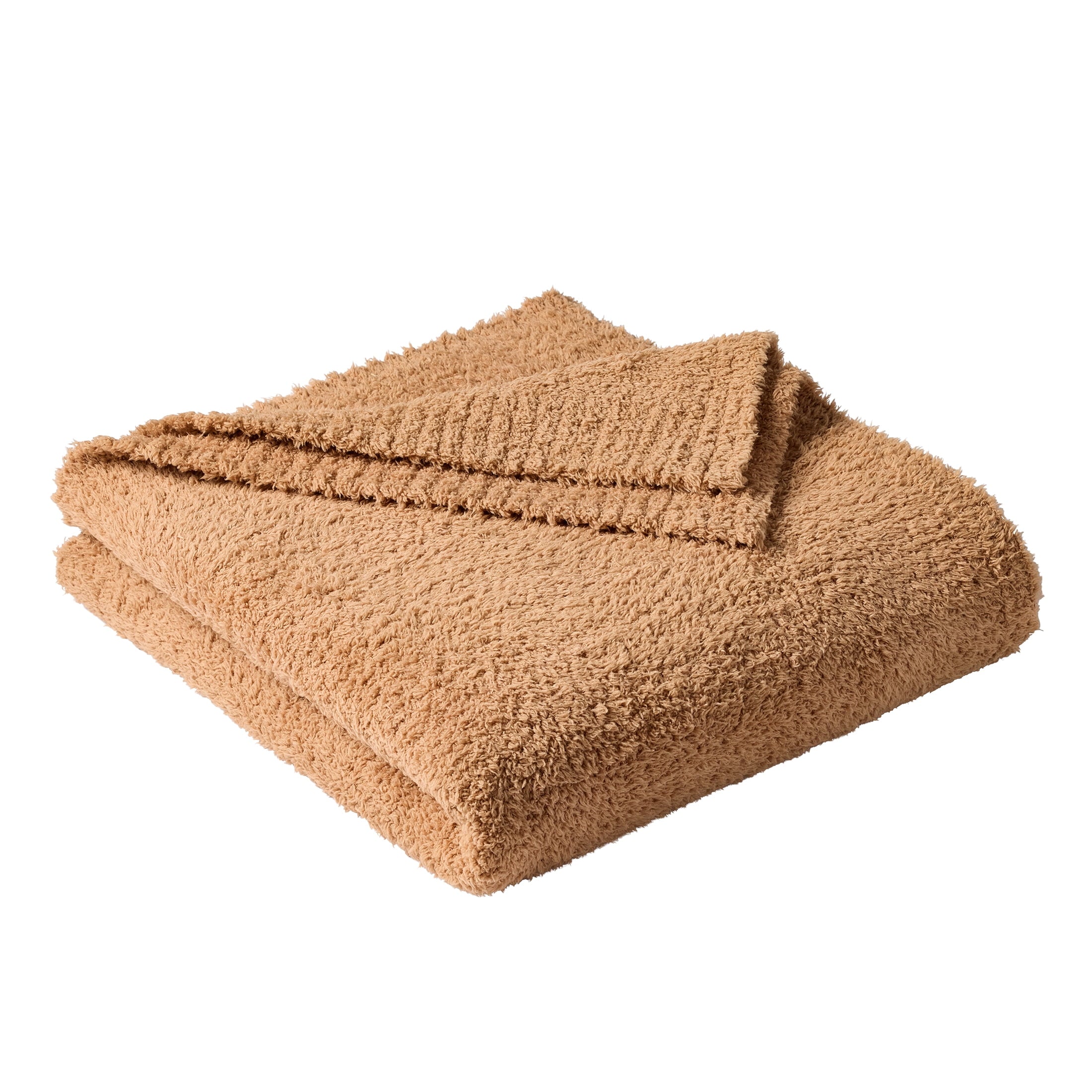 Lightweight Warm Cozy Knit Throw, Dark Caramel, 50x72" - Super Soft Reversible Sherpa Flannel Blanket Detail