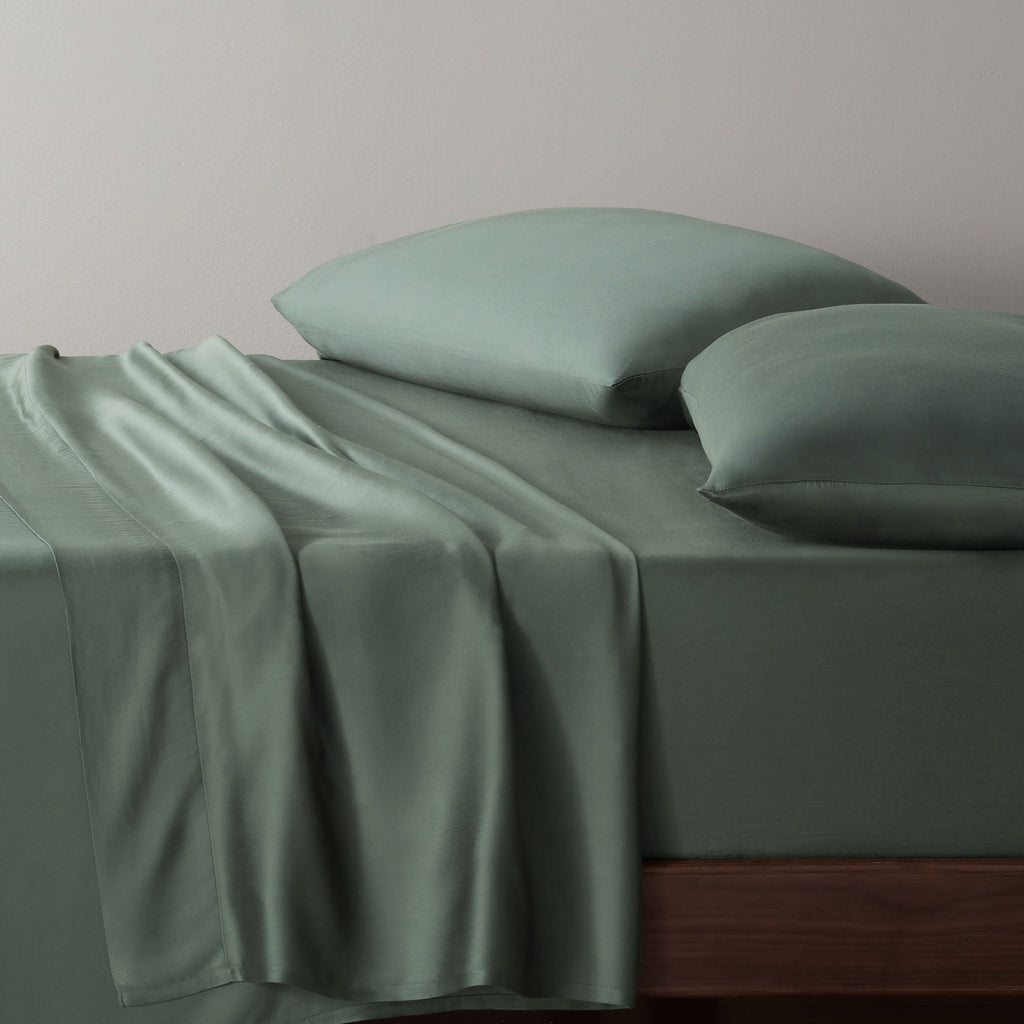Wrinkle-Resistant 4-Piece & Silky Serenity 100% Bed Sheets Set, Flagstone, Queen - Cooling Hotel Quality Bedding Sheets and Pillowcases Detail