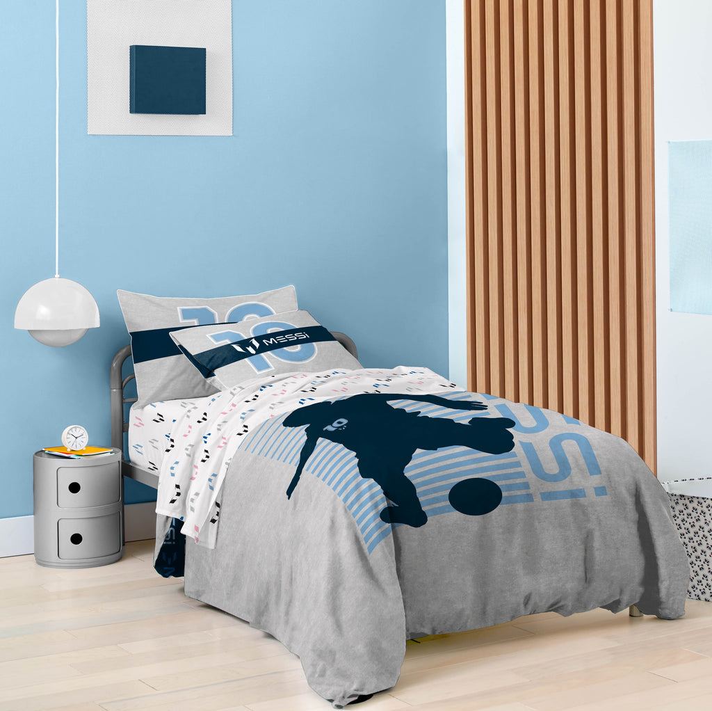 Luxurious Quilted Kids 2 Piece Grey Reversible Comforter and Pillowcase Set, Twin/Full - Hypoallergenic Ultra-Fluffy Quilt for Winter Detail