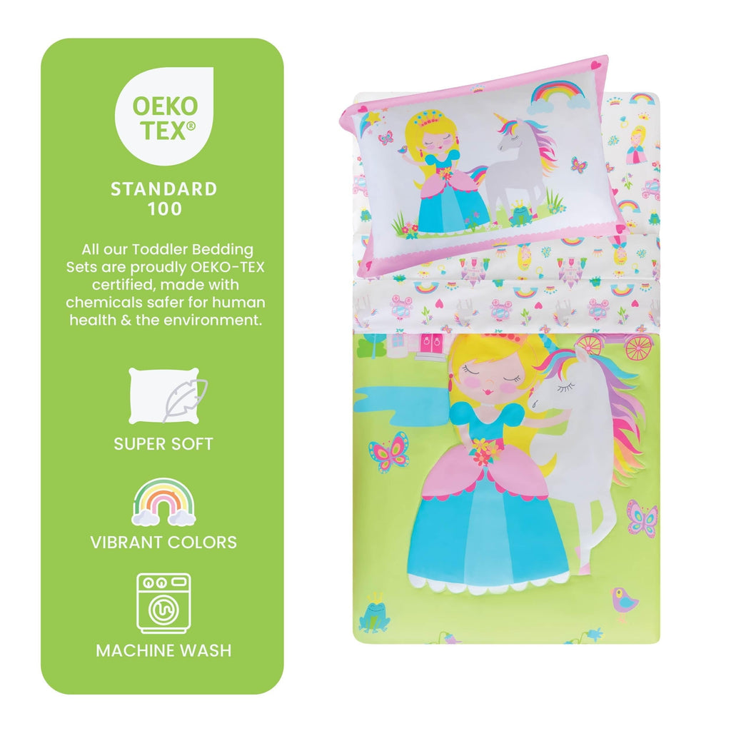 Heavyweight Warmth Princess Toddler Bedding Set for Girls - 4-Piece Toddler Bed Comforter Sets for Girls, Reversible Comforter & Pillowc... - All-Season Down Alternative Comforter Insert Detail