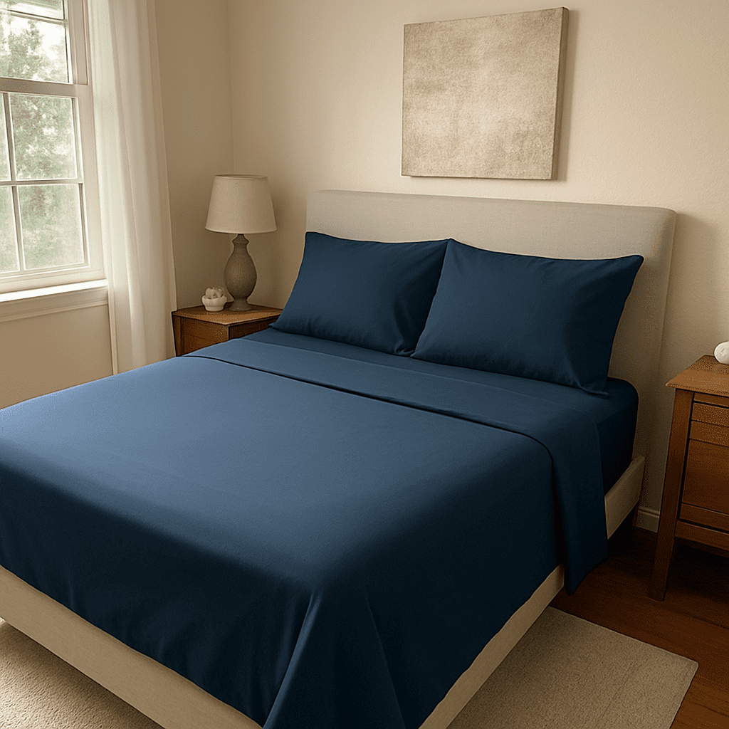 Ultra-Soft 3-Piece Twin Sheet Set, Ultra-Soft 800 Thread Count Microfiber, Deep Pocket, Twin, Blue Indigo - Luxury Bed Sheet Set with Deep Pockets Detail
