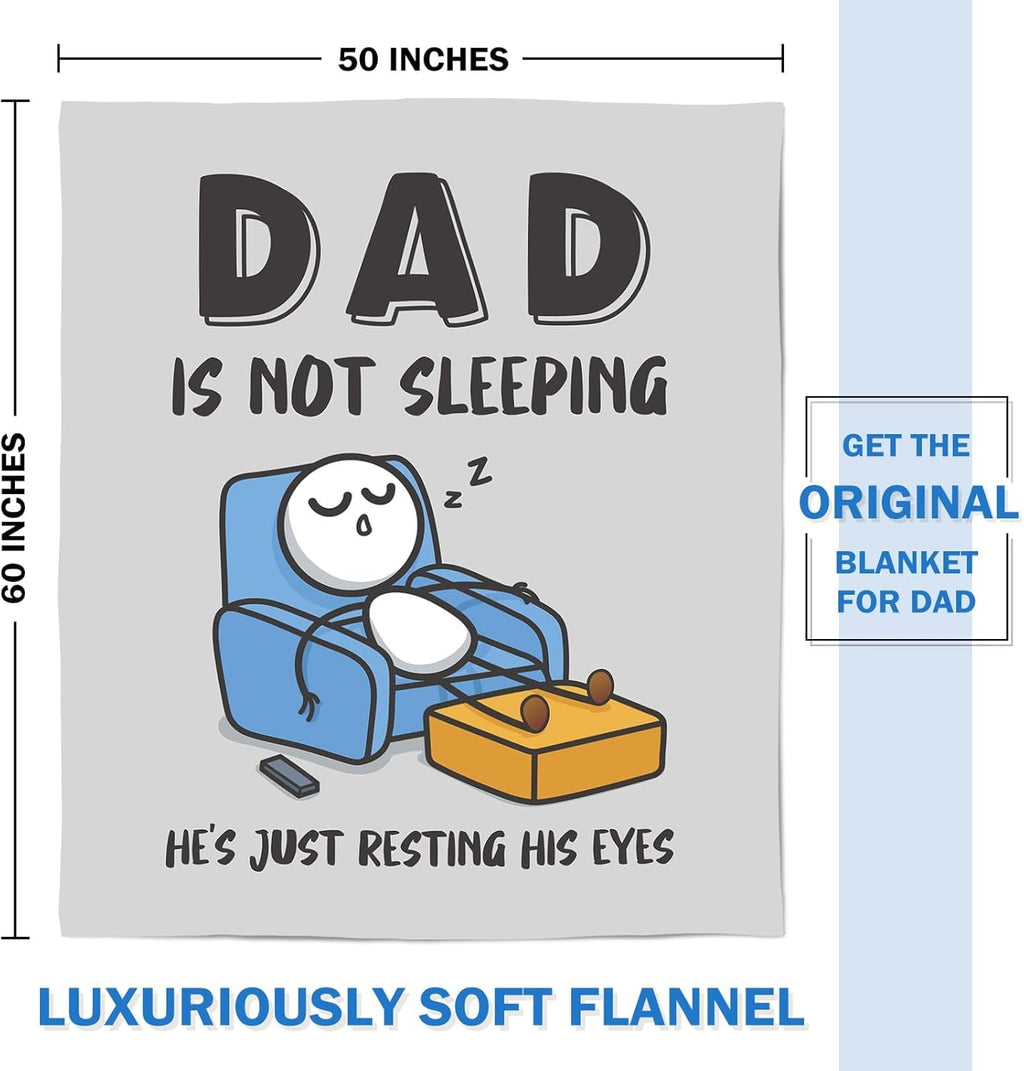 Reversible Sherpa Funny Fathers Day Dad Gifts , Dads Birthday Gifts, Dad is Not Sleeping Blanket, Super Soft Throws Blanket for Napping - Lightweight Plush Warm Blanket for All Seasons Detail