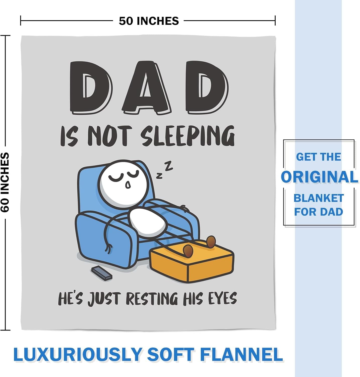 Reversible Sherpa Funny Fathers Day Dad Gifts , Dads Birthday Gifts, Dad is Not Sleeping Blanket, Super Soft Throws Blanket for Napping - Lightweight Plush Warm Blanket for All Seasons Detail