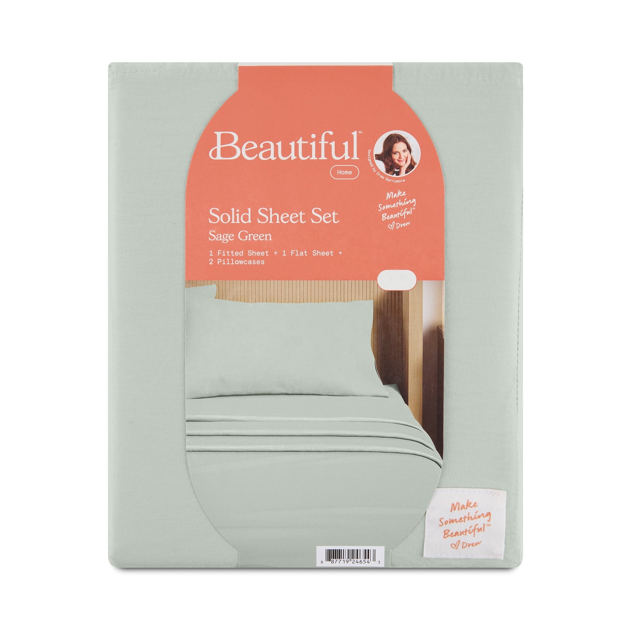 Premium Egyptian Cotton Solid 4-Piece 100% Cotton Washed Percale Sage Green Sheet Set, Full - Premium Ultra-Soft Pillowcase Pair for Sleeping Detail