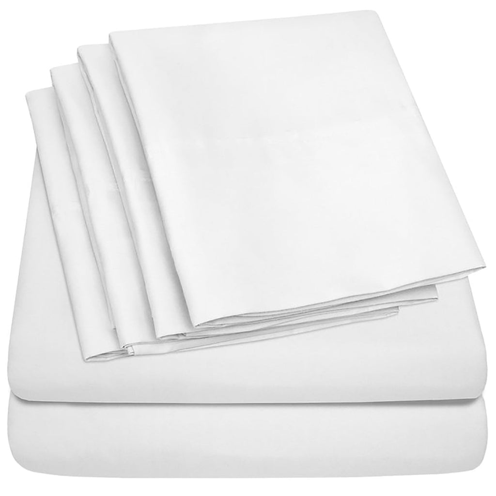 Cooling Sateen Hotel Collection Rayon derived - 6 Piece, Queen, White - Breathable Egyptian Cotton Flat & Fitted Sheets Detail